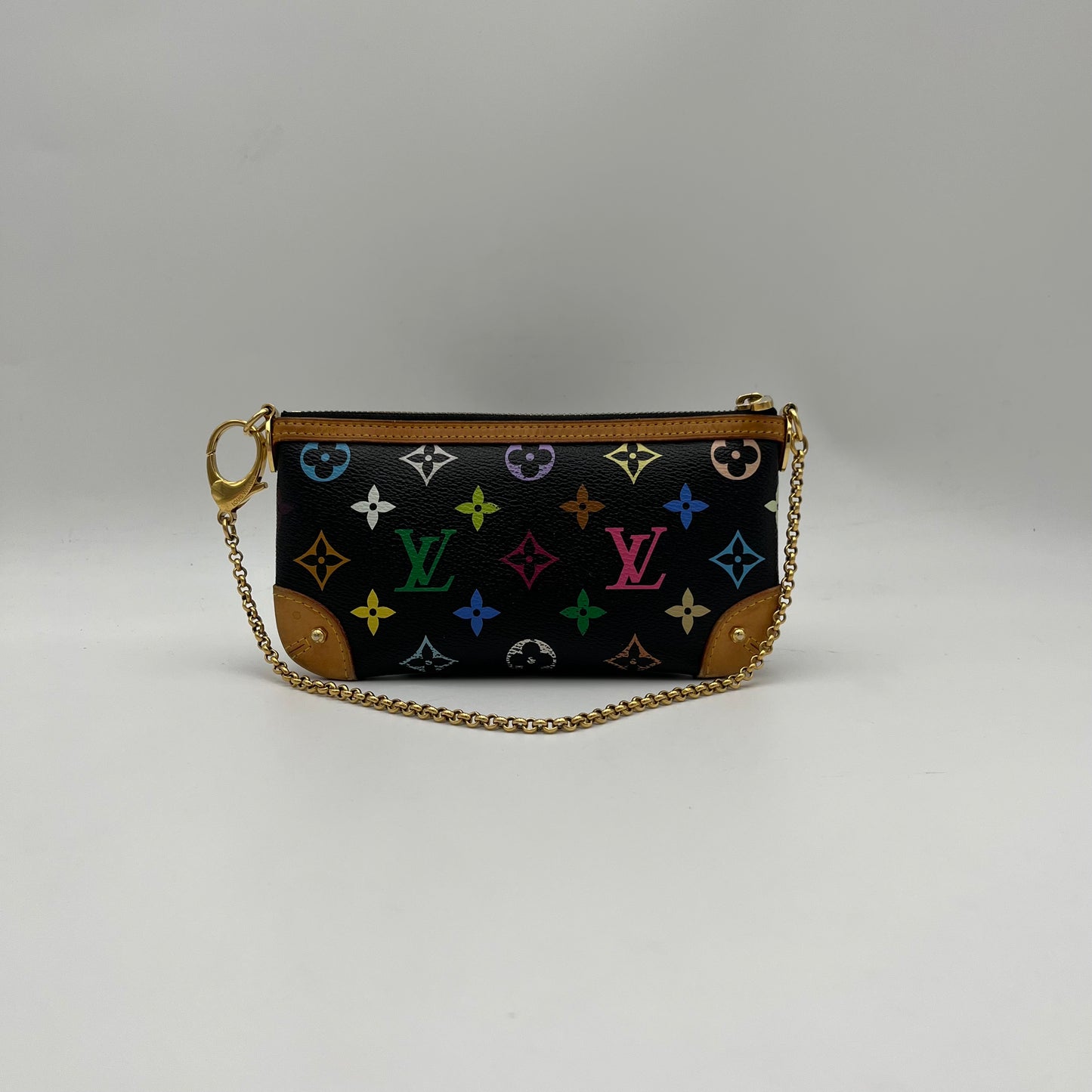 LV Takashi Murakami Black Multicolor Milla Cloth Pochette