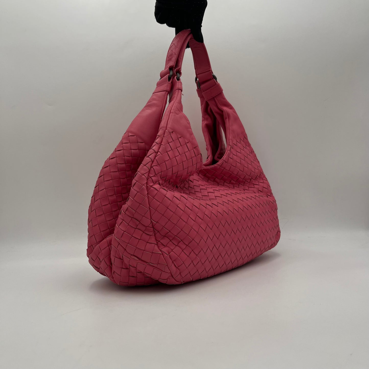 Bottega Veneta Pink Intrecciato Campana Hobo Shoulder Bag