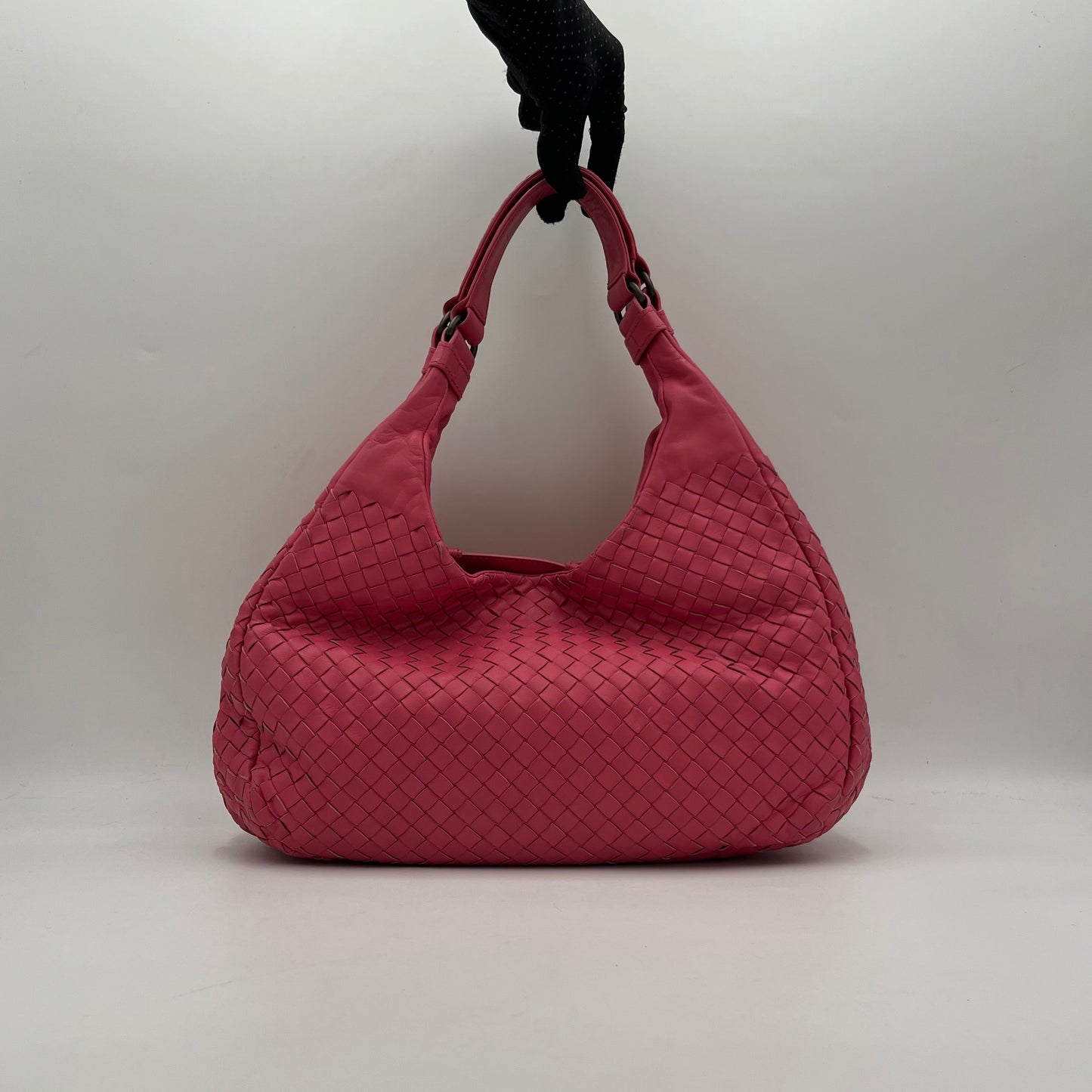 Bottega Veneta Pink Intrecciato Campana Hobo Shoulder Bag