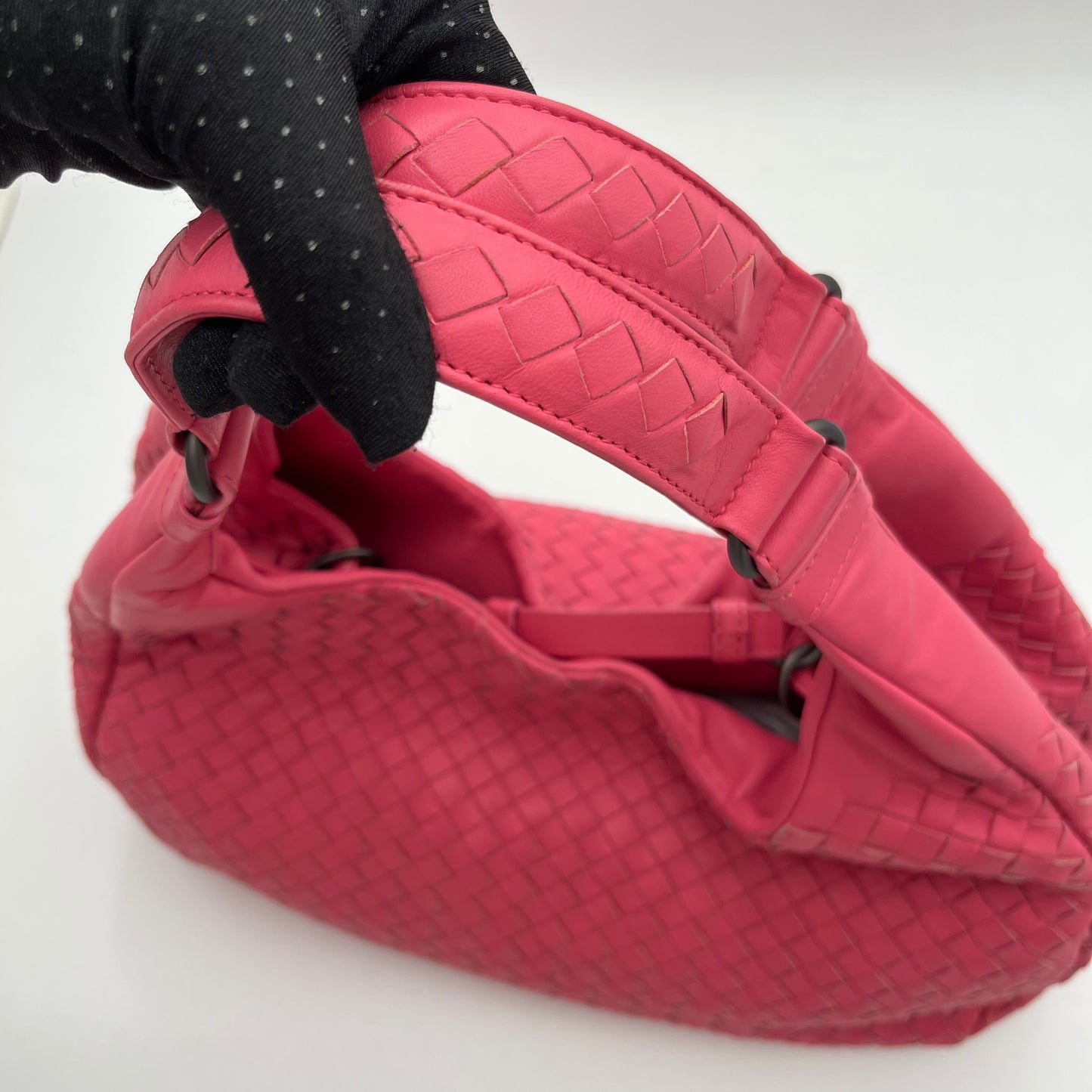 Bottega Veneta Pink Intrecciato Campana Hobo Shoulder Bag