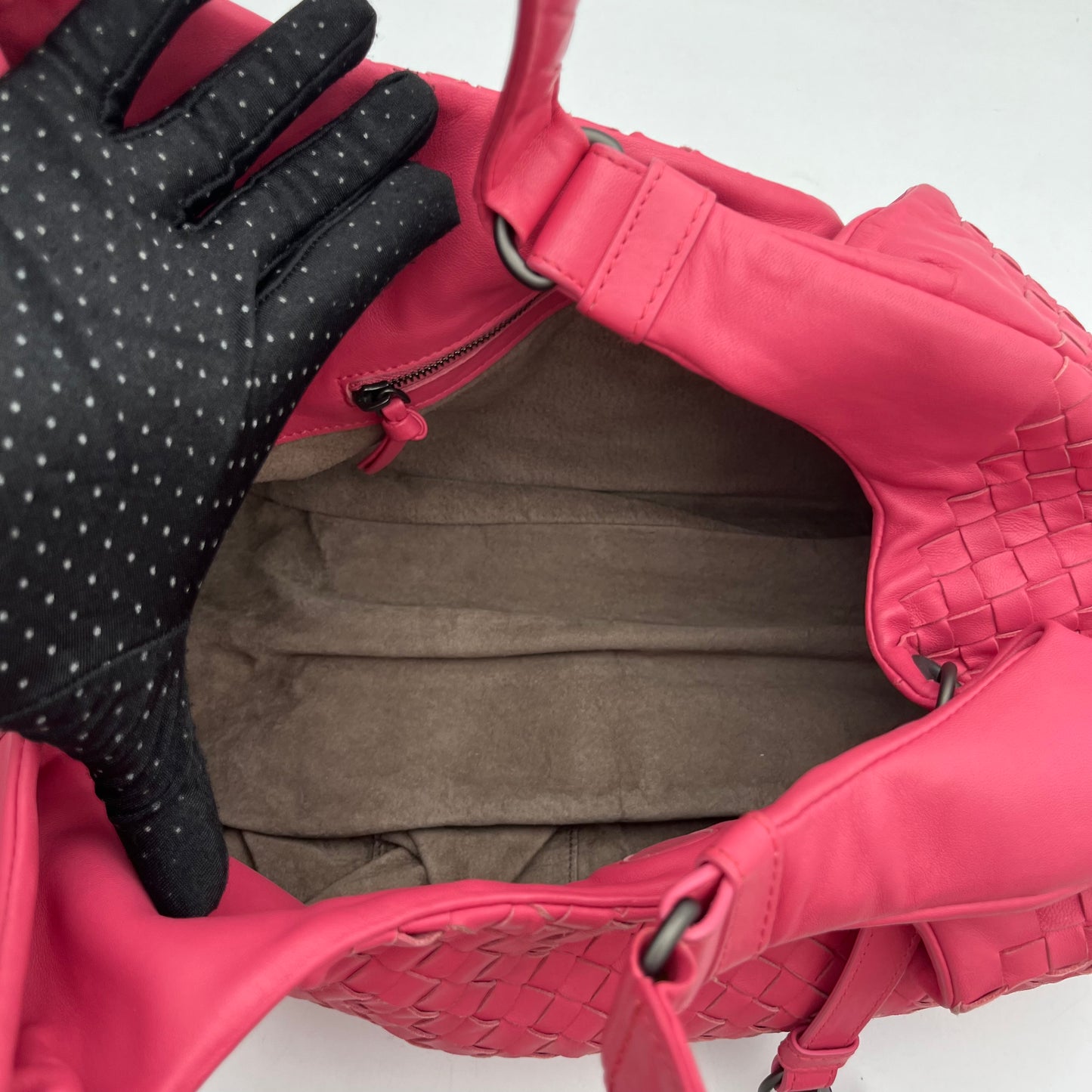 Bottega Veneta Pink Intrecciato Campana Hobo Shoulder Bag