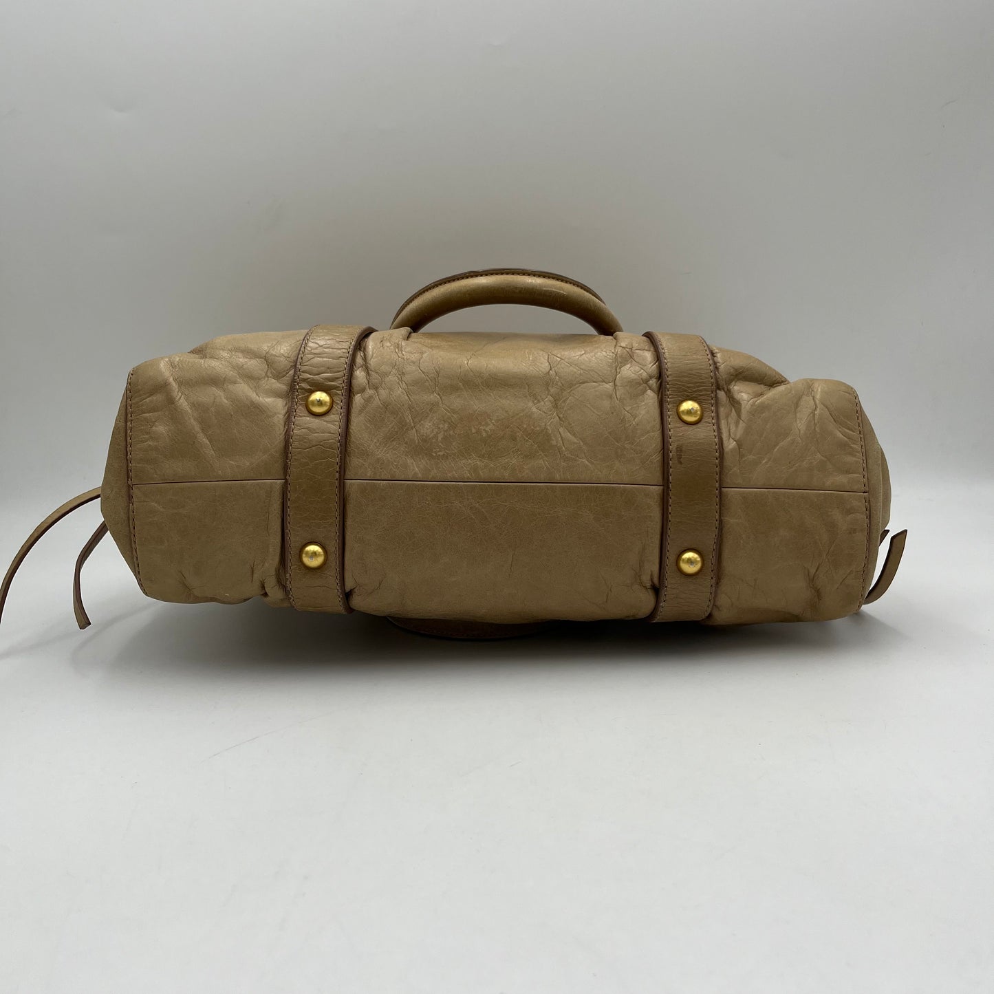 Miu Miu Beige Vitello Leather Handbag with Long Strap