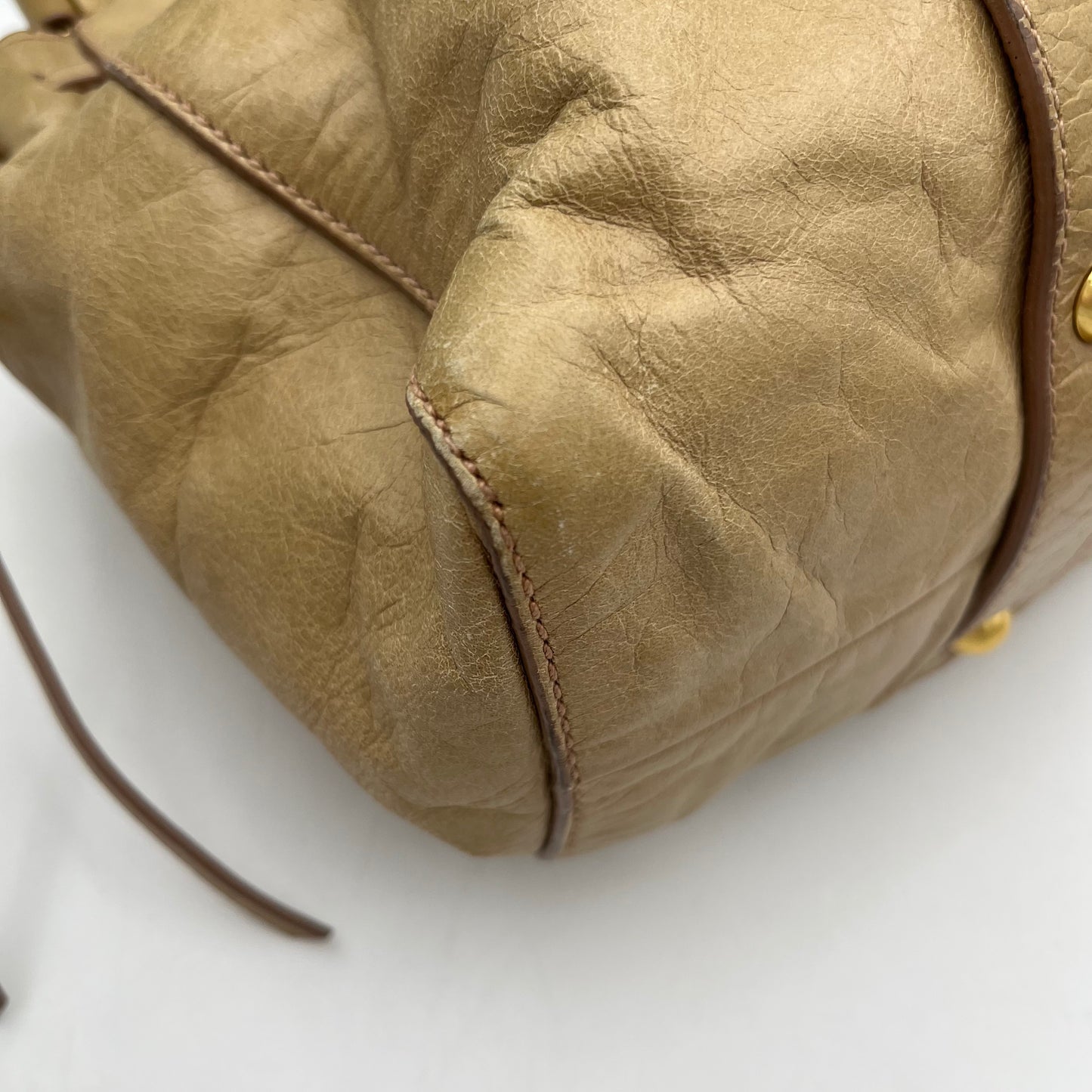 Miu Miu Beige Vitello Leather Handbag with Long Strap