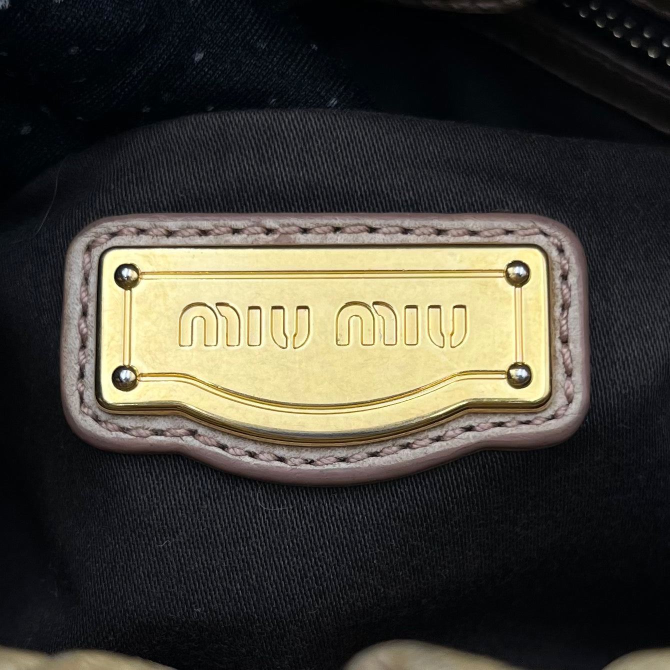Miu Miu Beige Vitello Leather Handbag with Long Strap