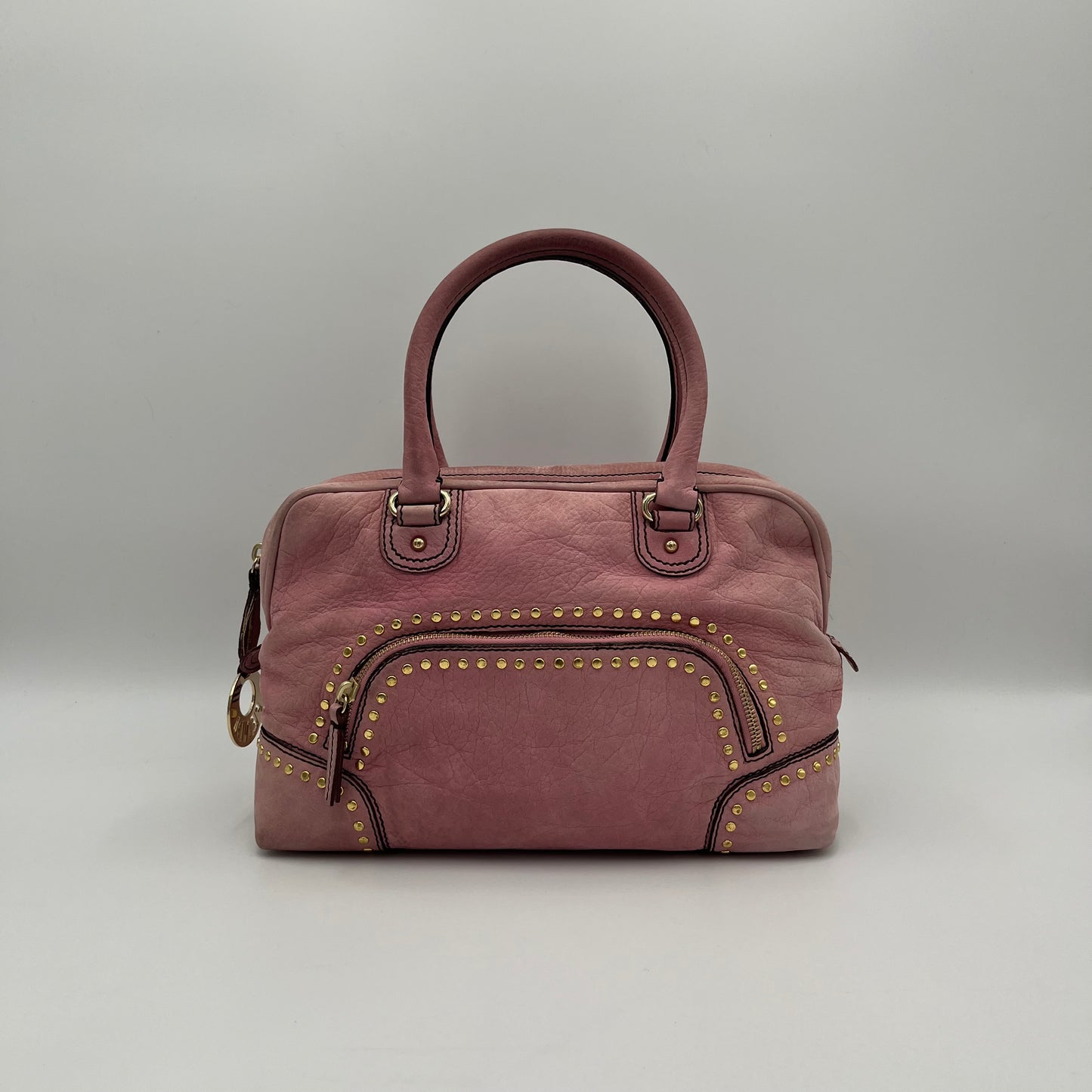 Fendi Pink Studded Nubuck Bauletto