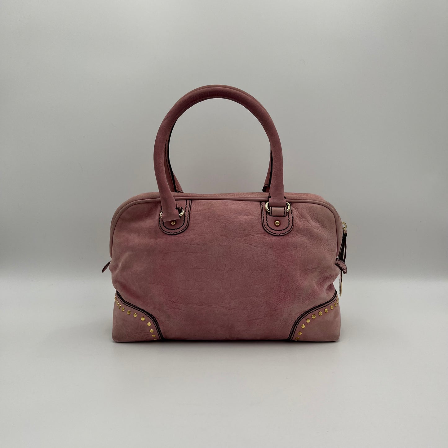 Fendi Pink Studded Nubuck Bauletto