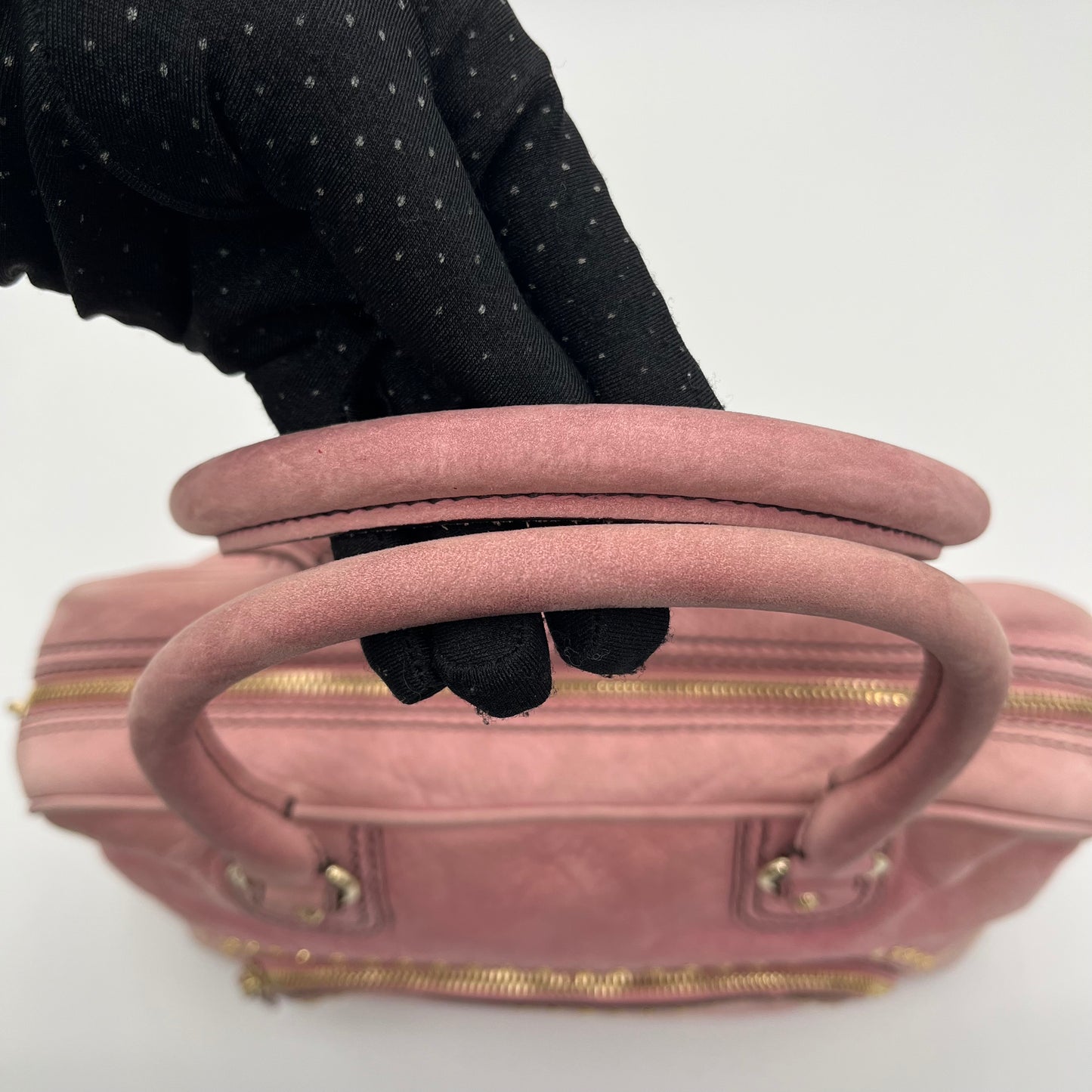 Fendi Pink Studded Nubuck Bauletto