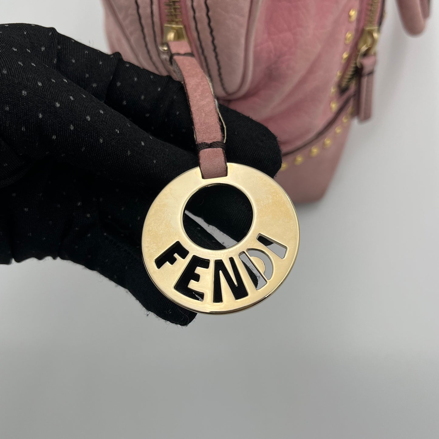 Fendi Pink Studded Nubuck Bauletto