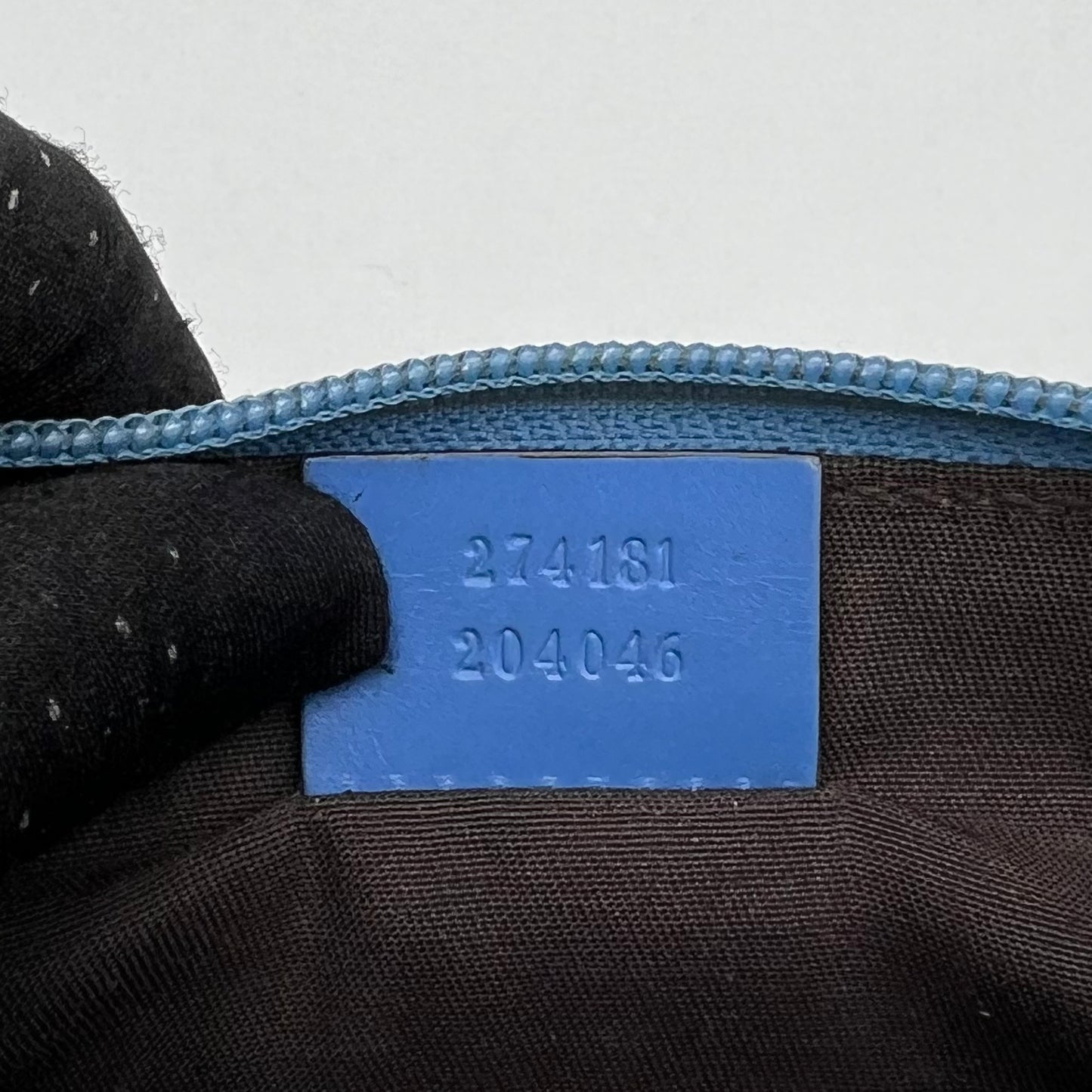 Gucci Blue Guccissima Leather Wristlet Pouch