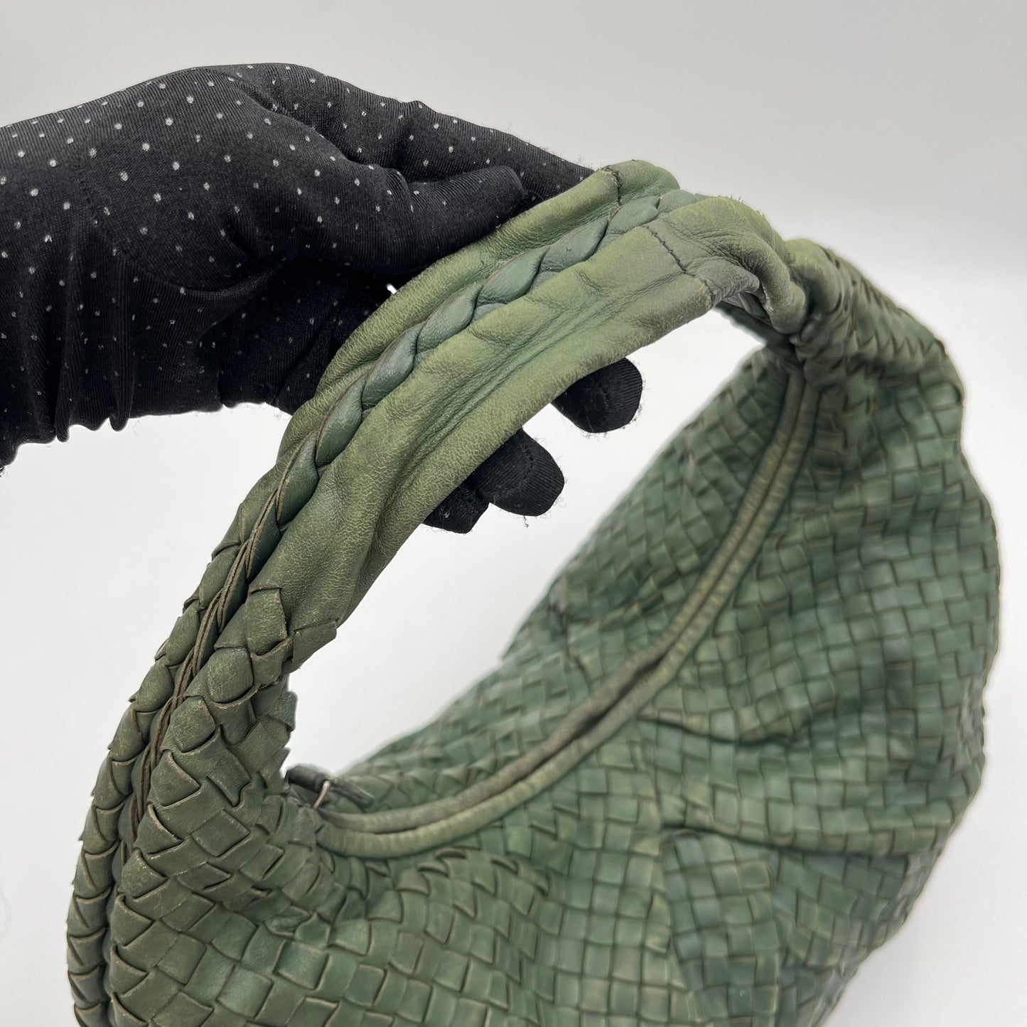Bottega Veneta Green Intrecciato Circa 1990 Large Hobo Shoulder Bag
