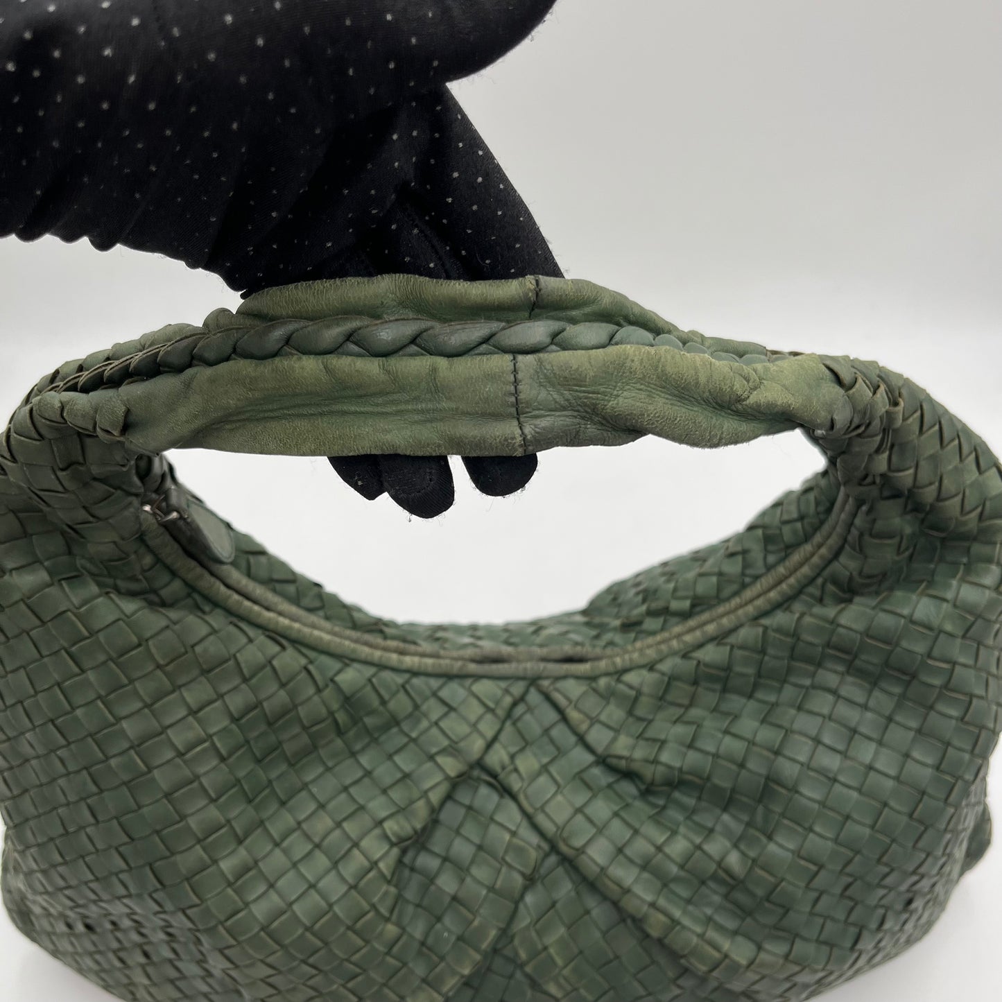 Bottega Veneta Green Intrecciato Circa 1990 Large Hobo Shoulder Bag