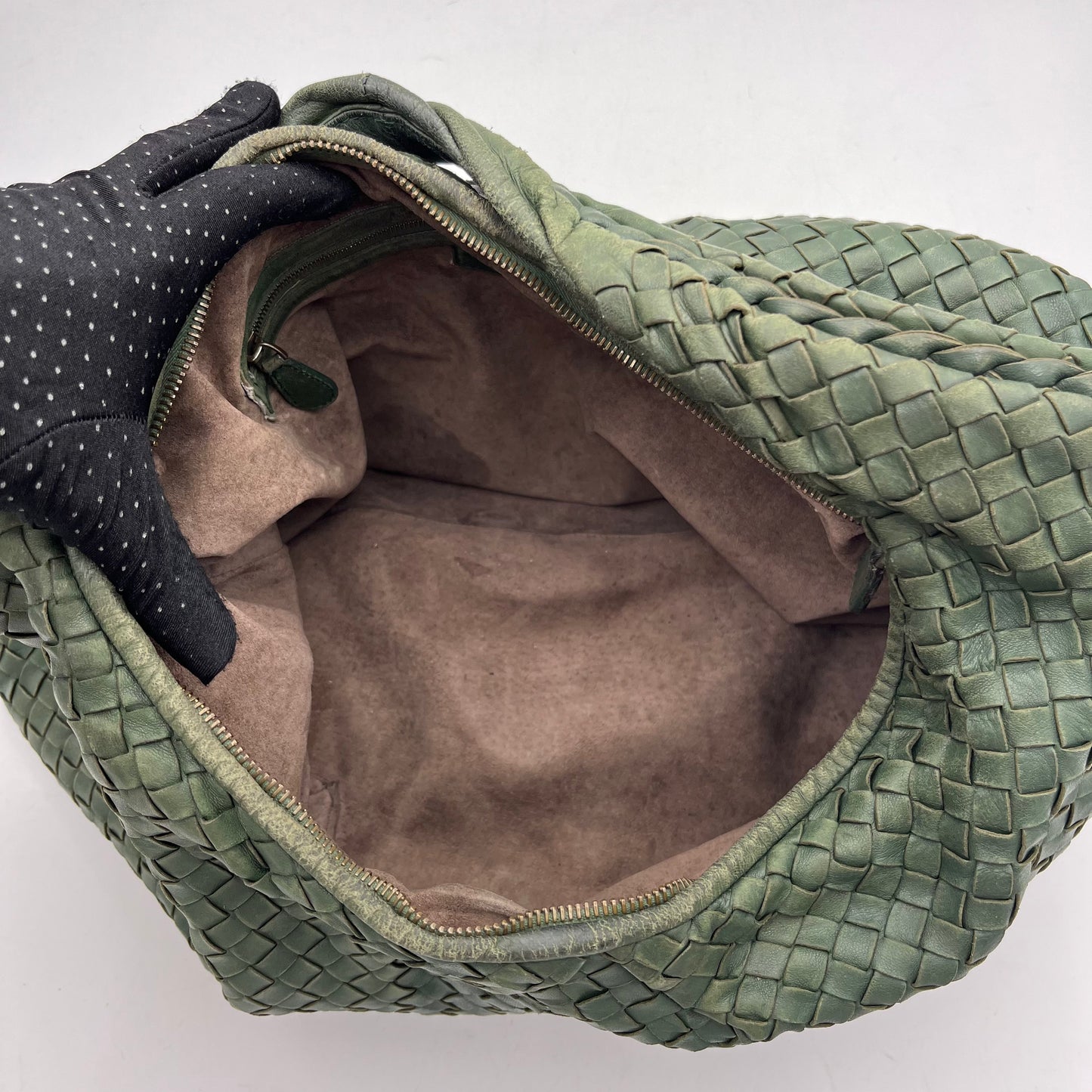 Bottega Veneta Green Intrecciato Circa 1990 Large Hobo Shoulder Bag