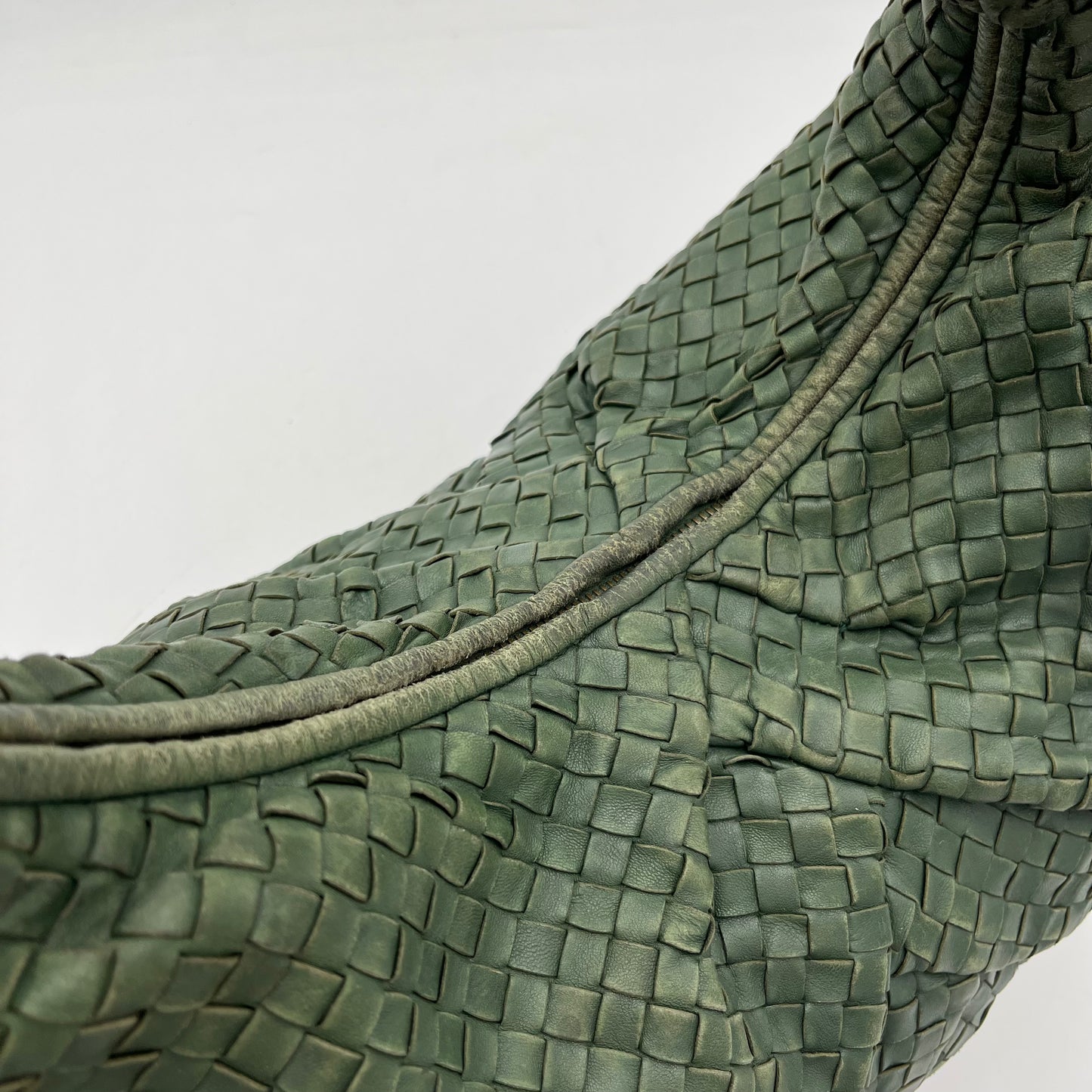 Bottega Veneta Green Intrecciato Circa 1990 Large Hobo Shoulder Bag