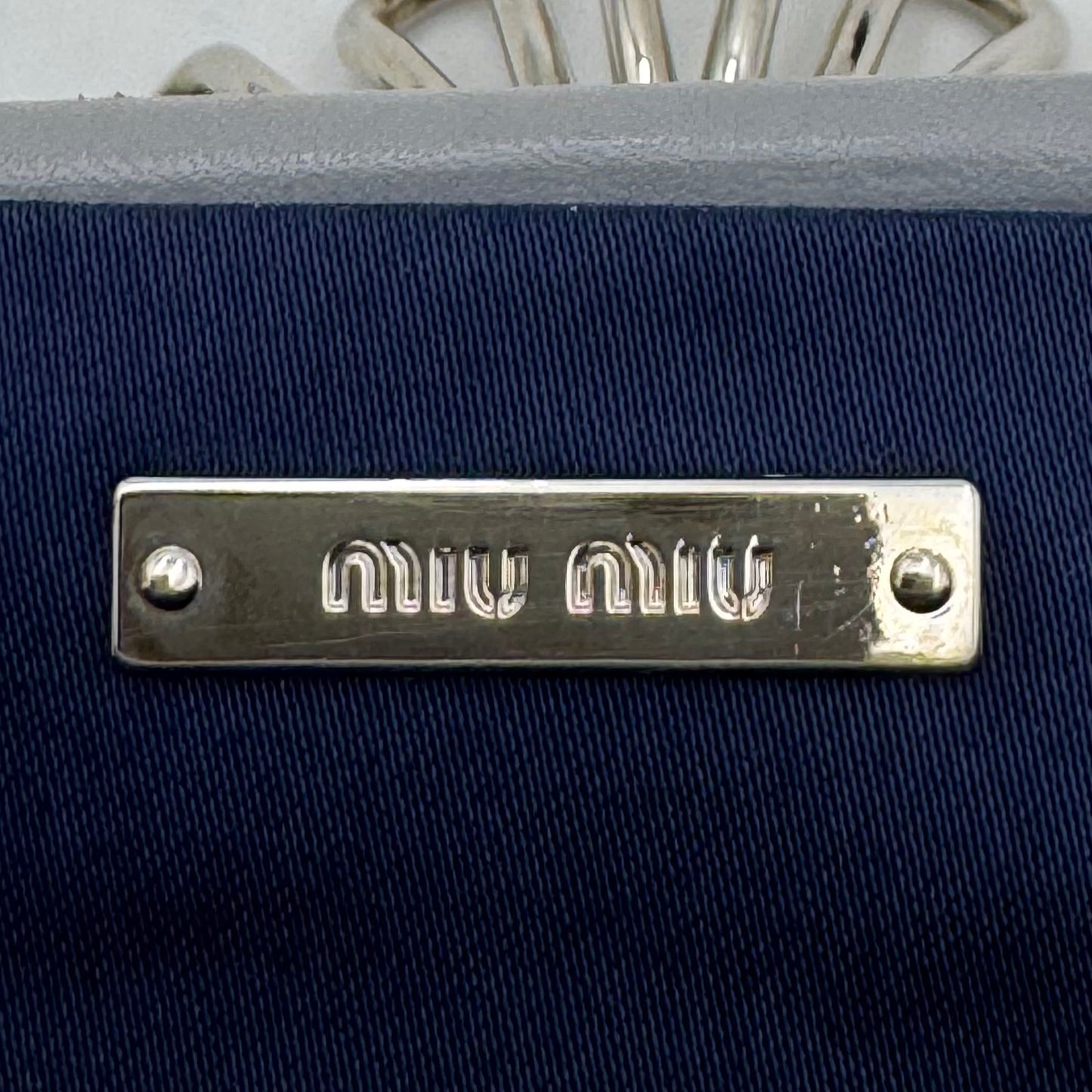 Miu Miu Gray Matelasse Leather Metal Flower Clasp Clutch