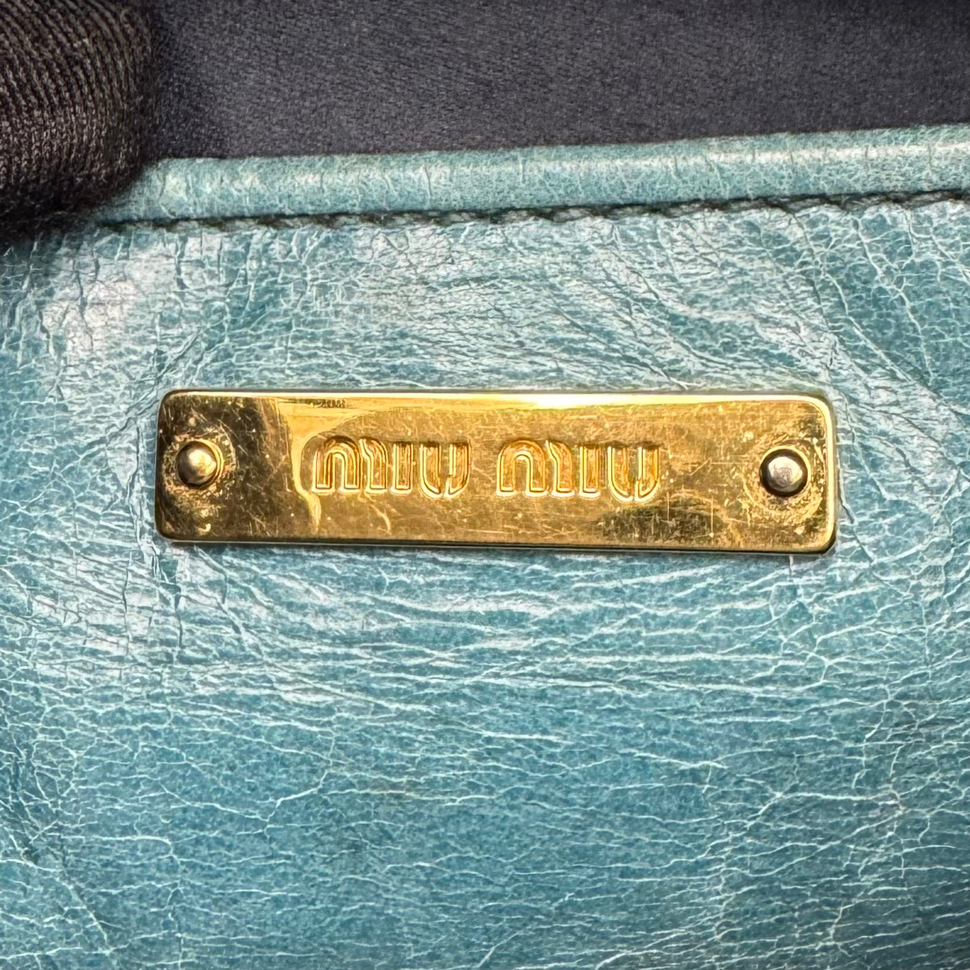 Miu Miu Blue Vitello Lux Small Satchel