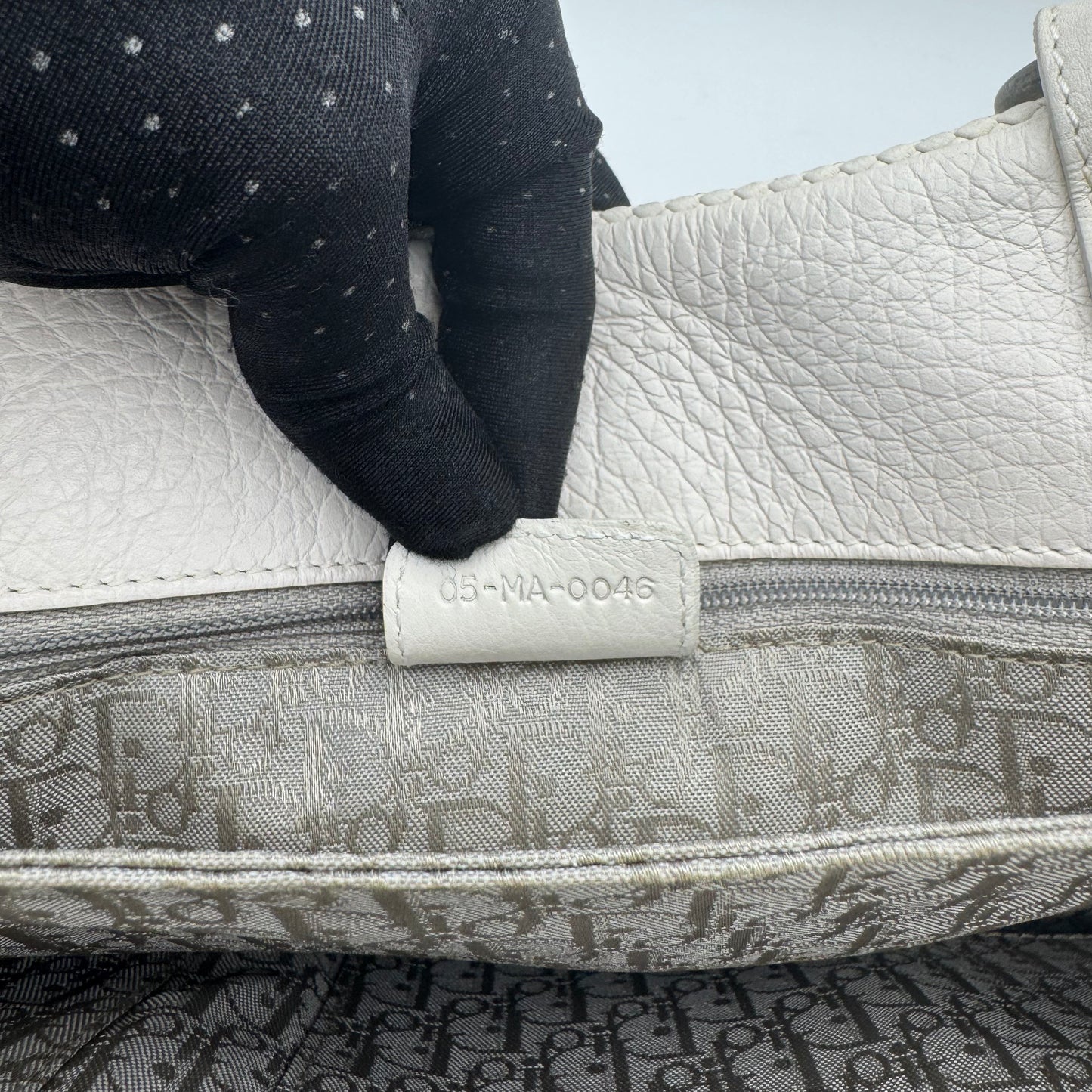 Christian Dior White Leather Whipstitch Gaucho Double Saddle Shoulder Bag