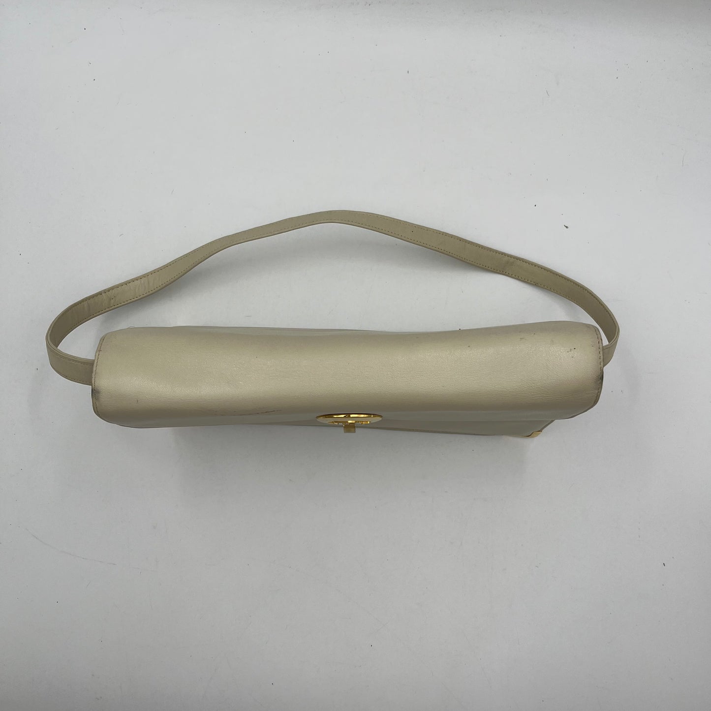 Christian Dior Vintage Ivory White Leather Flap Shoulder Bag