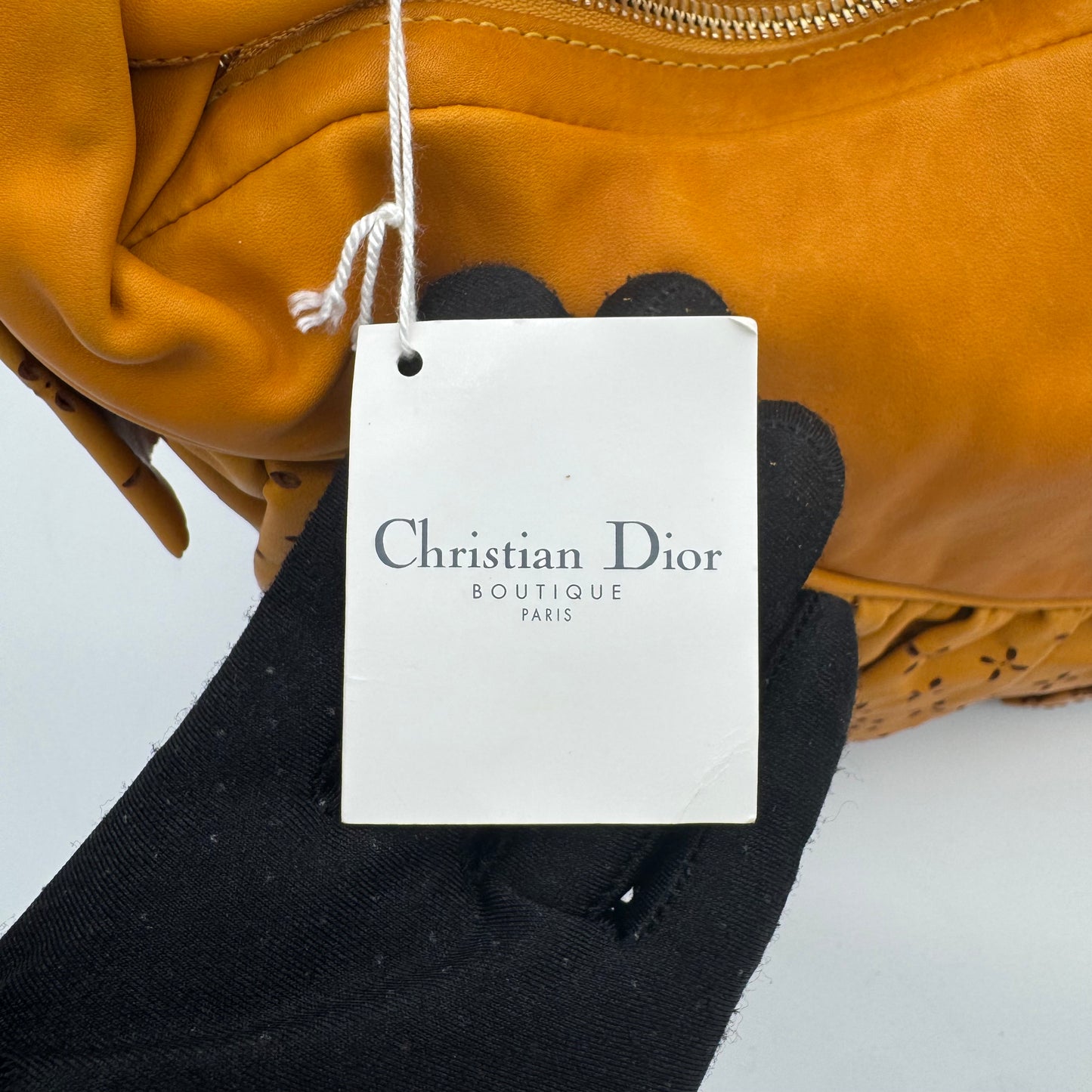 Christian Dior Orange Leather Gypsy Ruffle Large Hobo Bag