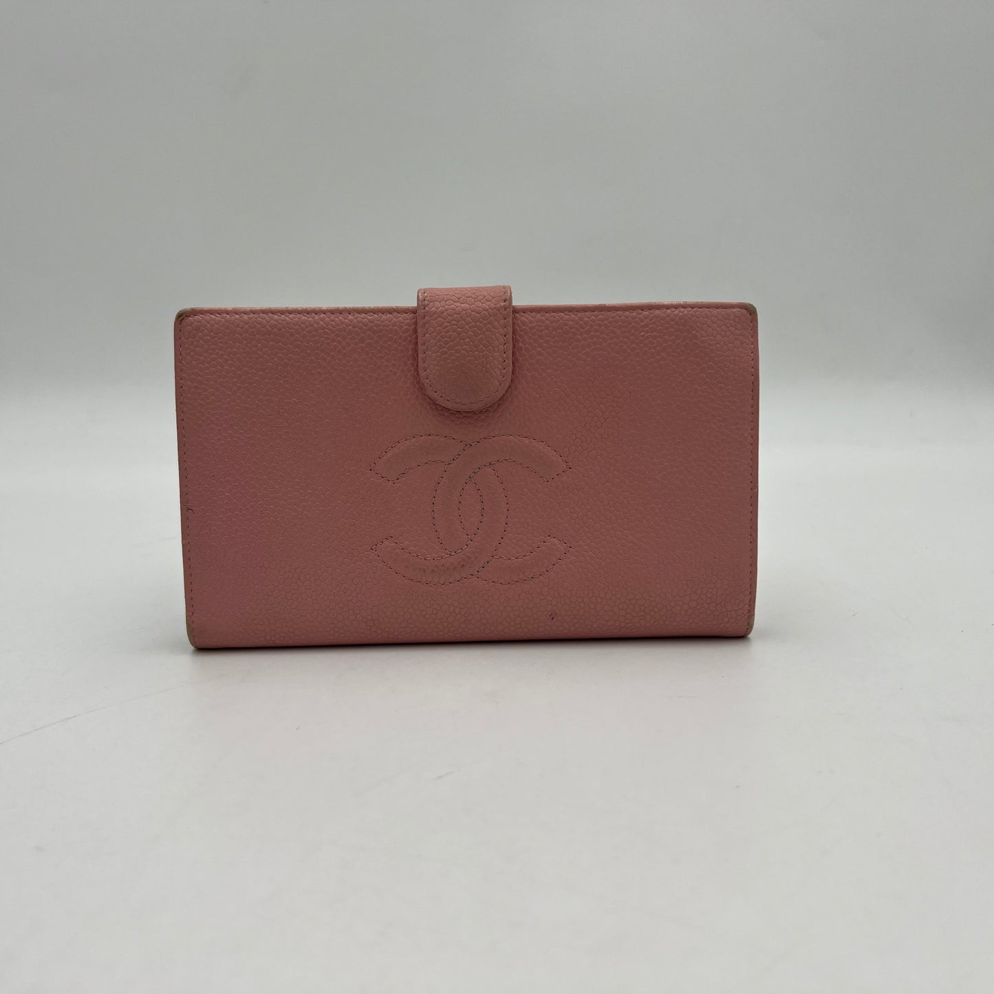 Chanel Pink Caviar CC Stitch Long Wallet