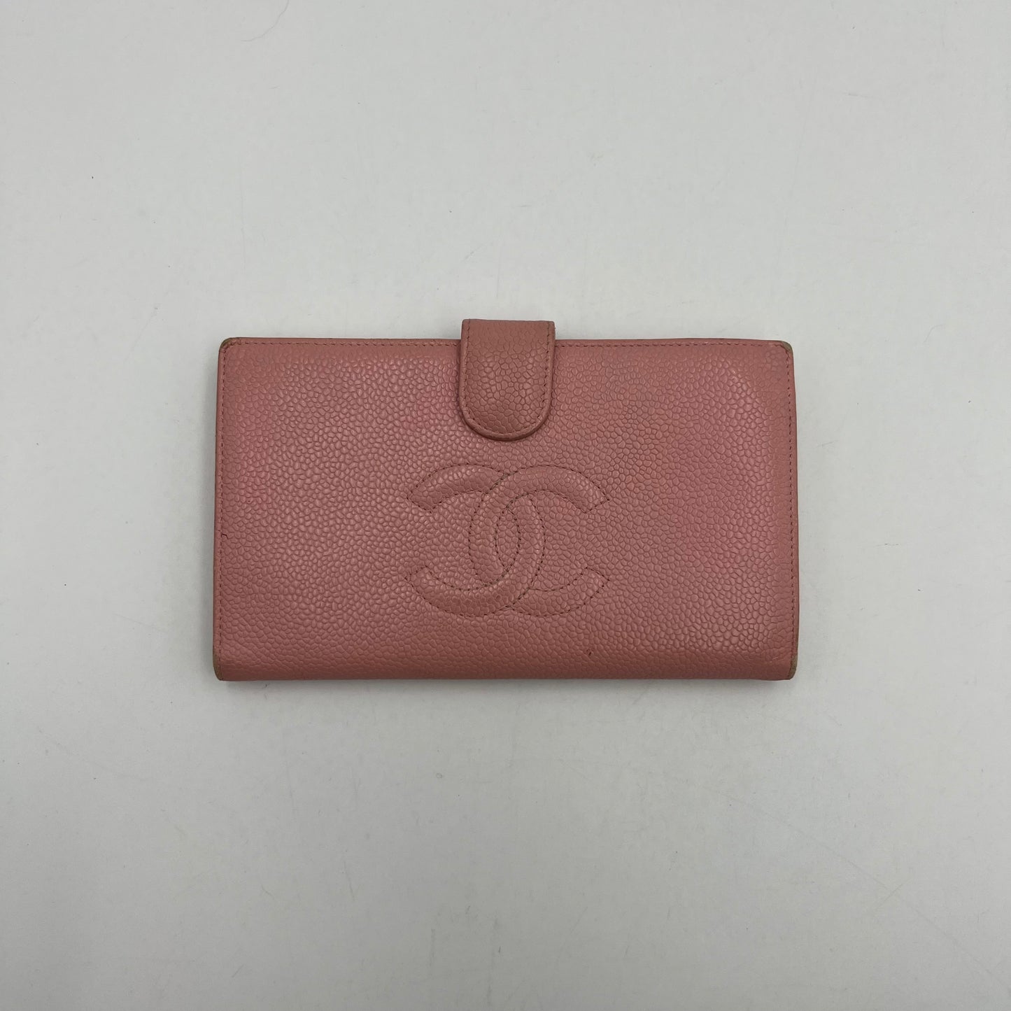 Chanel Pink Caviar CC Stitch Long Wallet