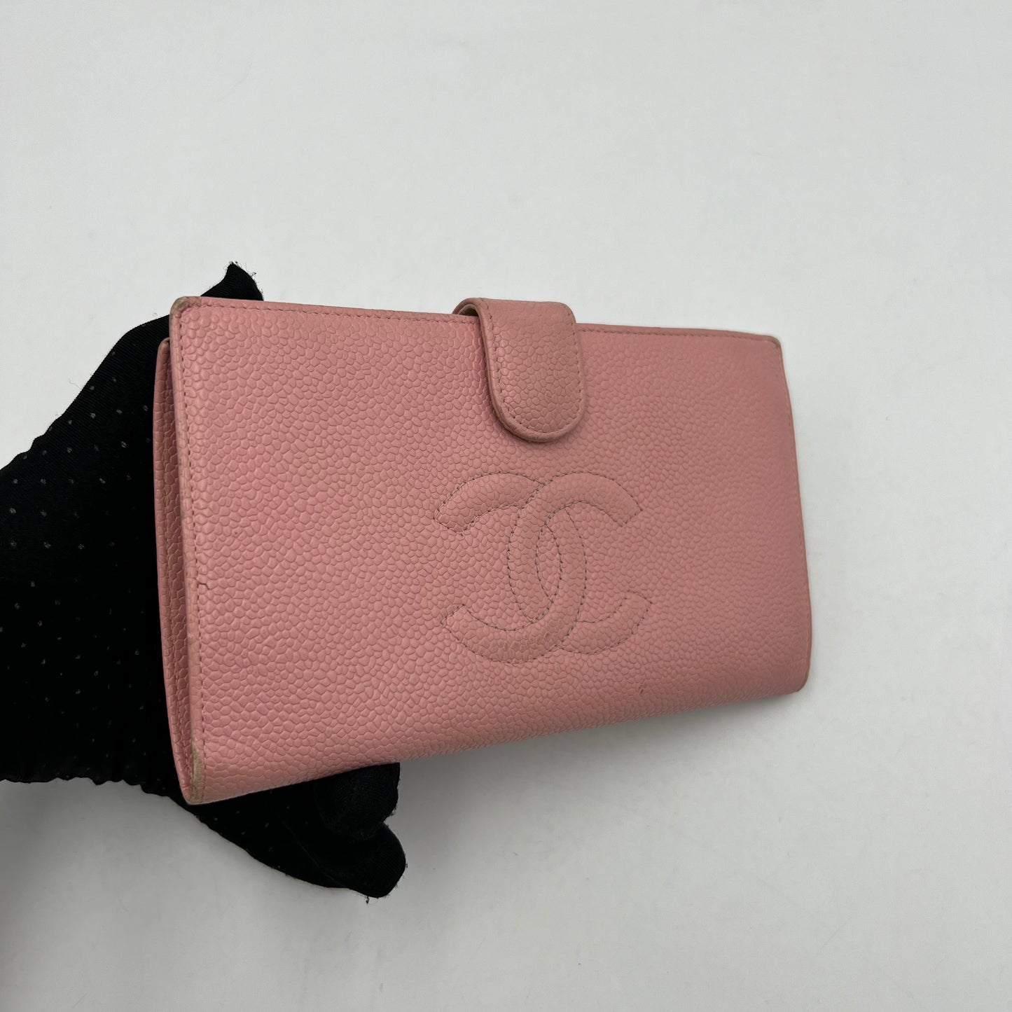 Chanel Pink Caviar CC Stitch Long Wallet