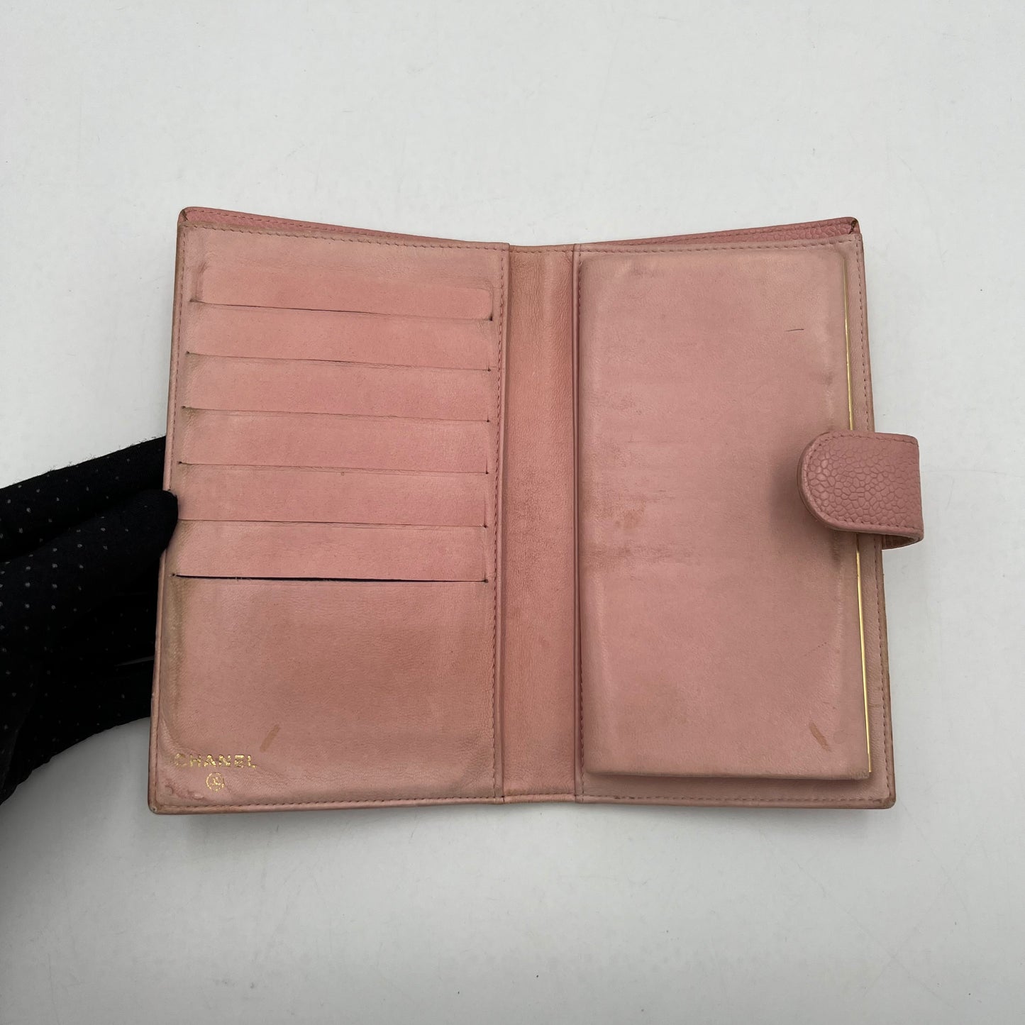 Chanel Pink Caviar CC Stitch Long Wallet