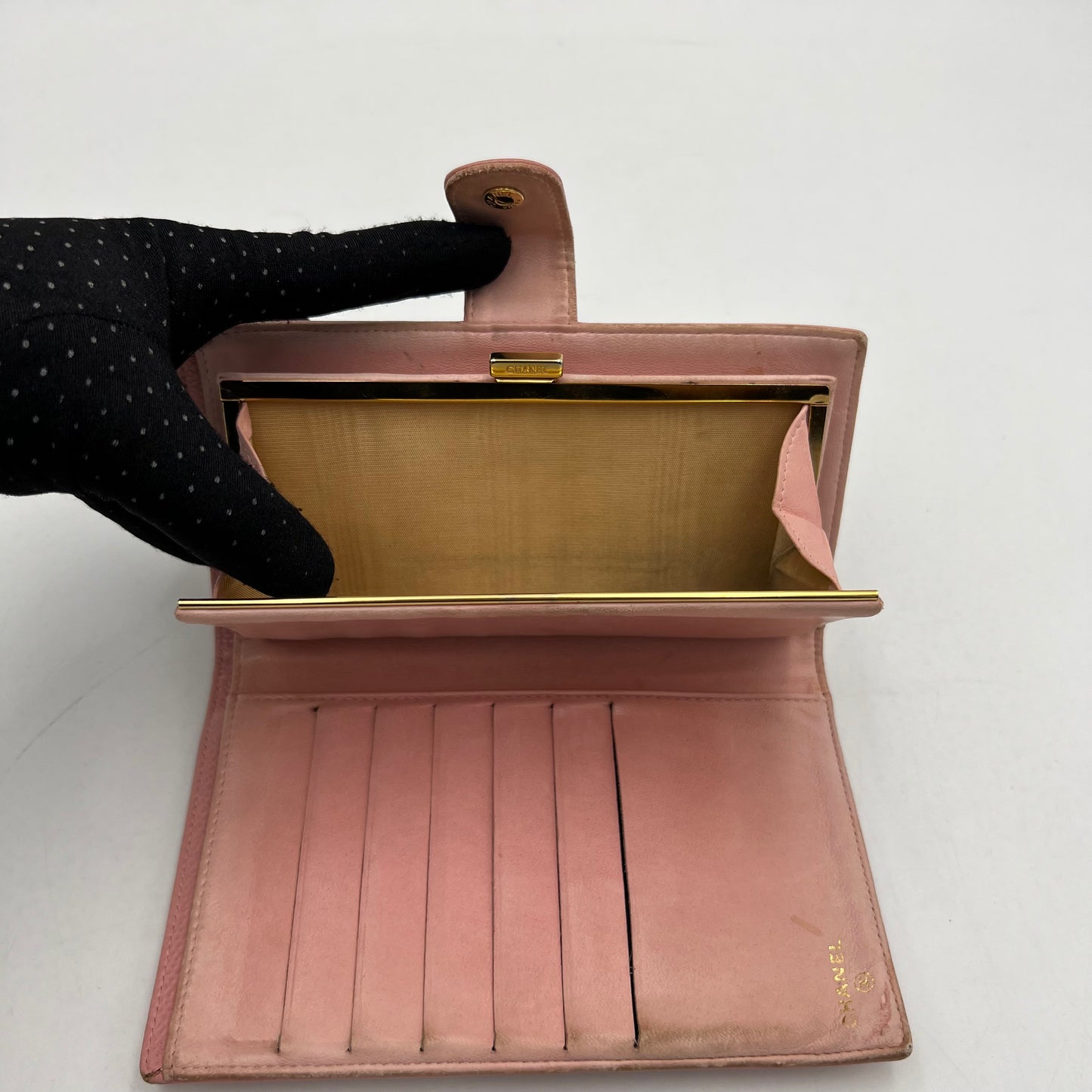 Chanel Pink Caviar CC Stitch Long Wallet