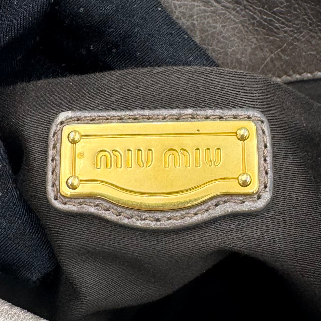 Miu Miu Gray Matelasse Leather Large Coffer Handbag