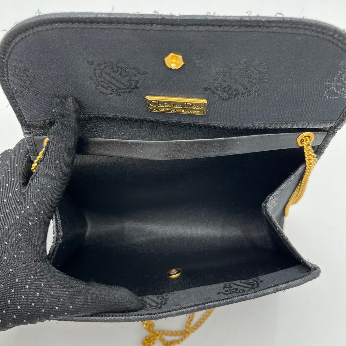 Christian Dior Black Vintage Logo Flap Chain Crossbody