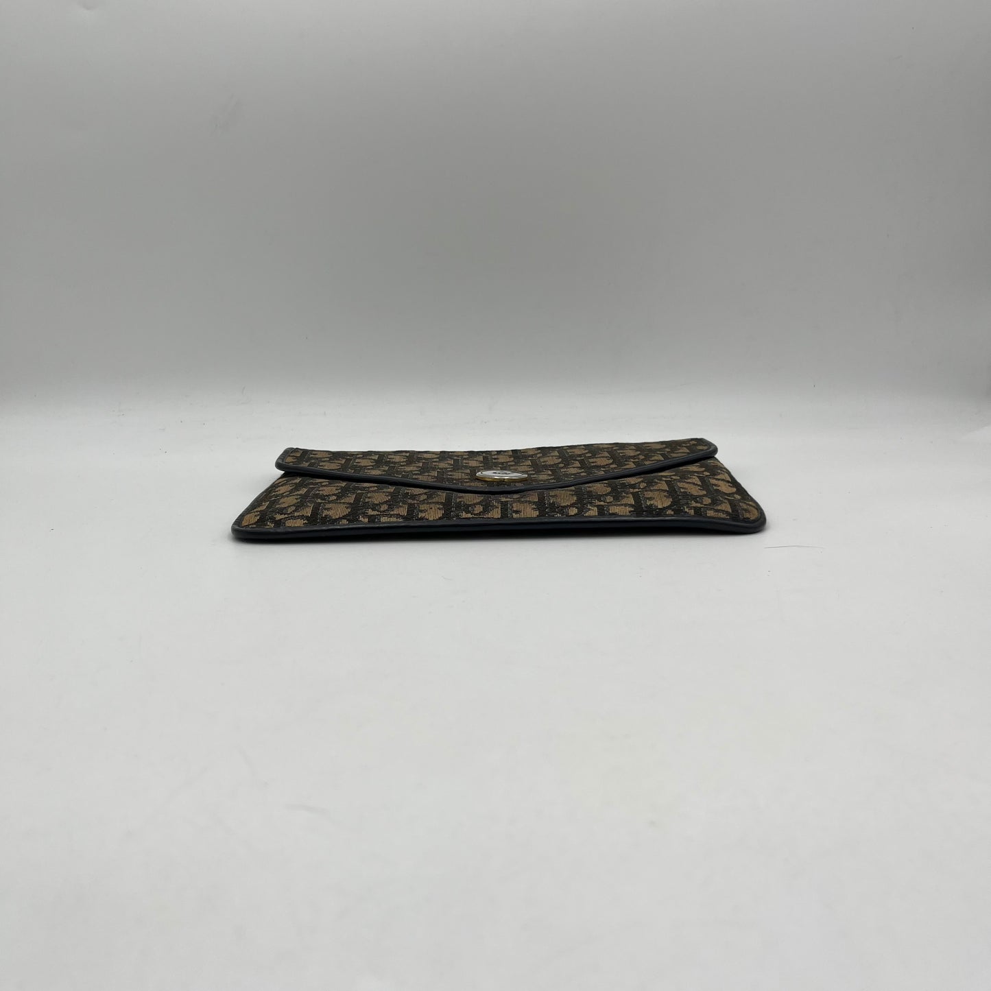 Christian Dior Vintage Blue Oblique Canvas Envelope Clutch