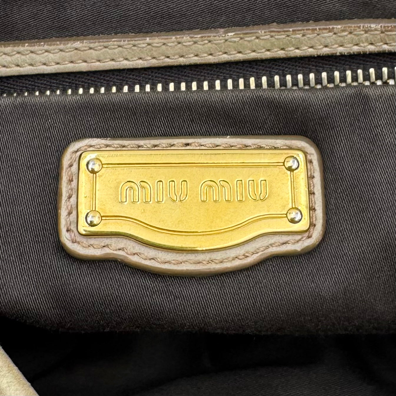 Miu Miu Beige Matelasse Leather Large Coffer Satchel