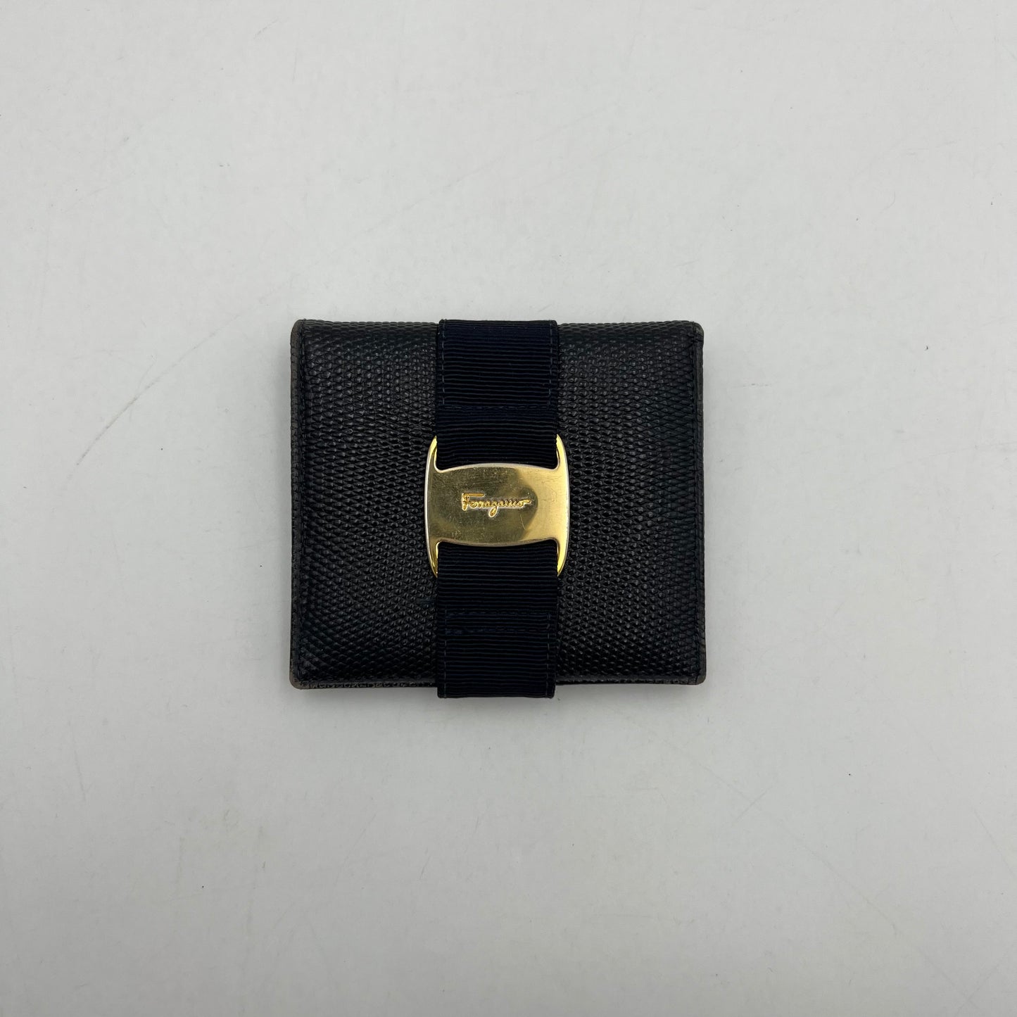 Salvatore Ferragamo Dark Blue Vara Short Bifold Wallet