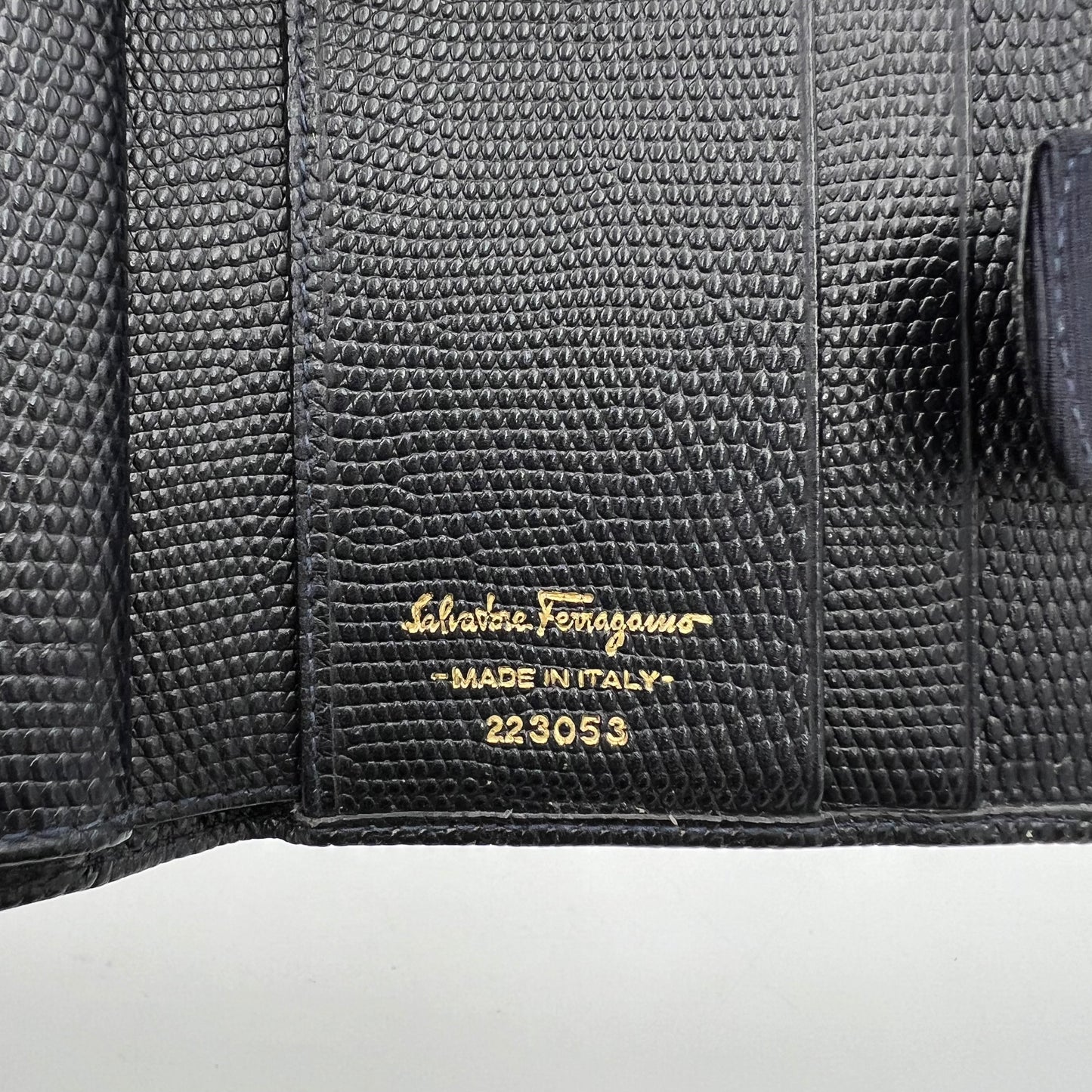 Salvatore Ferragamo Dark Blue Vara Short Bifold Wallet