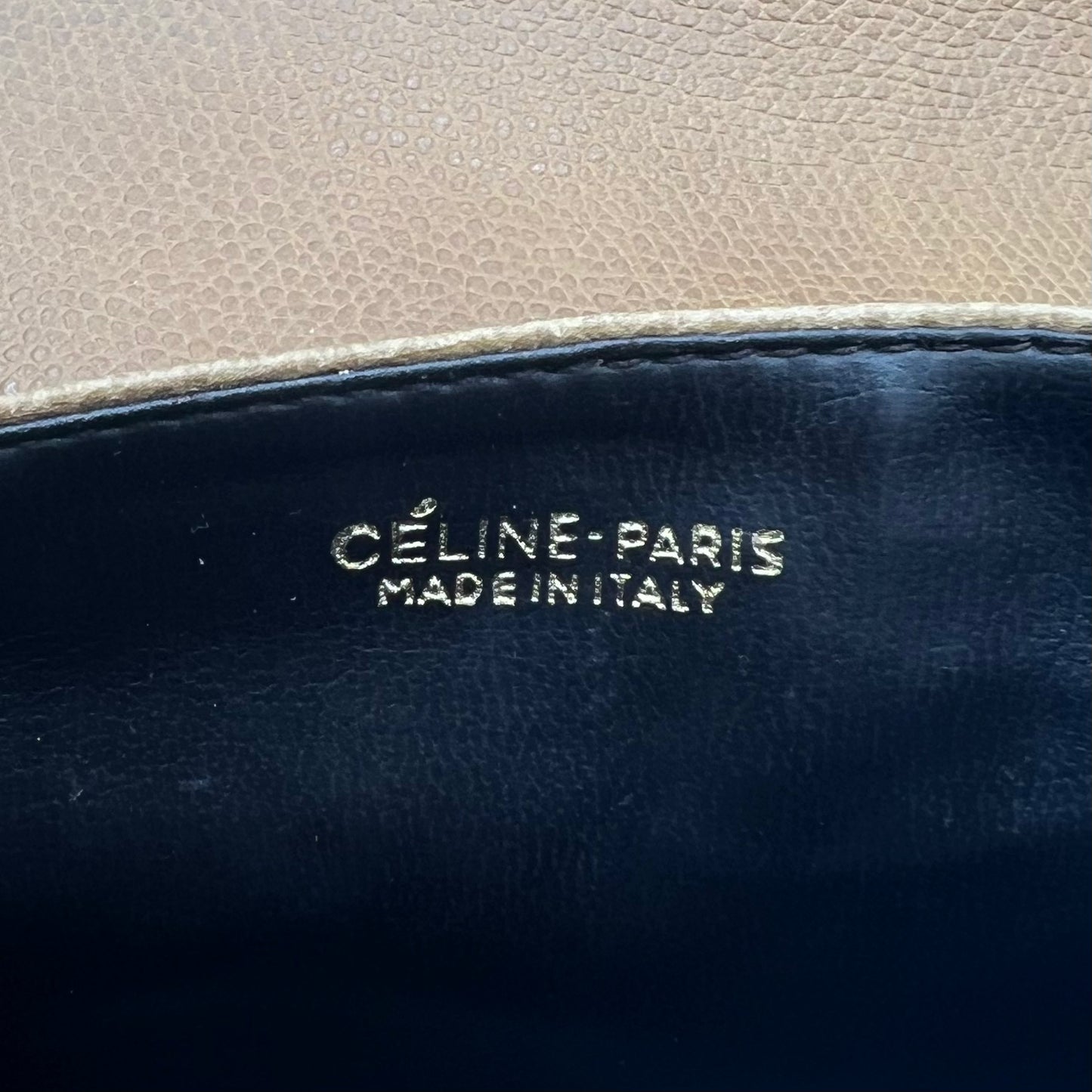 Celine Paris Camel Grained Leather Triomphe Mini Flap Crossbody