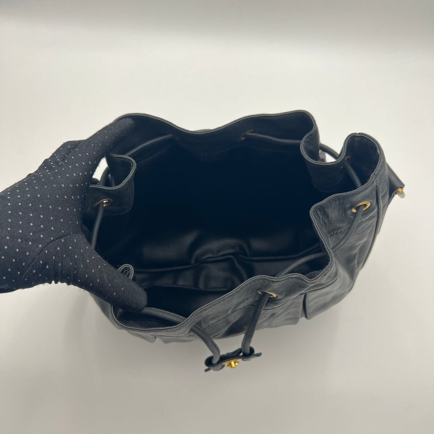 Celine Paris Black Leather Bucket Sling Bag