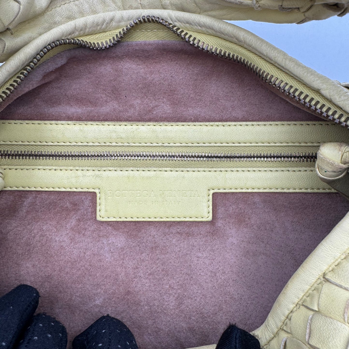 Bottega Veneta Pastel Yellow Intrecciato Hobo Bag