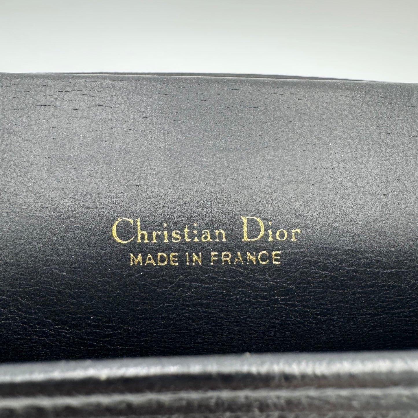 Christian Dior Vintage Black Leather Gold Logo Flap Shoulder Bag