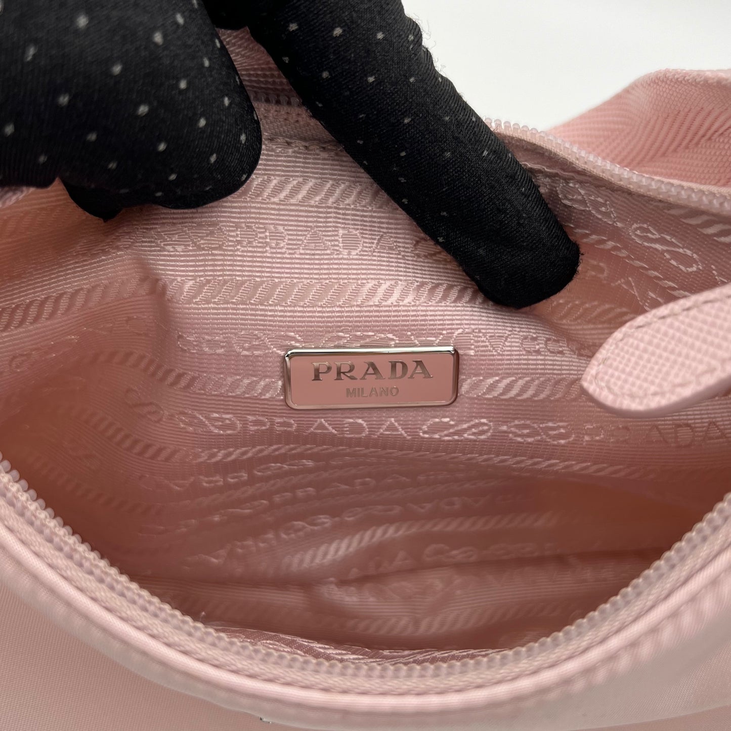 Prada Alabaster Pink Nylon Re-Edition 2000 Mini Hobo Bag