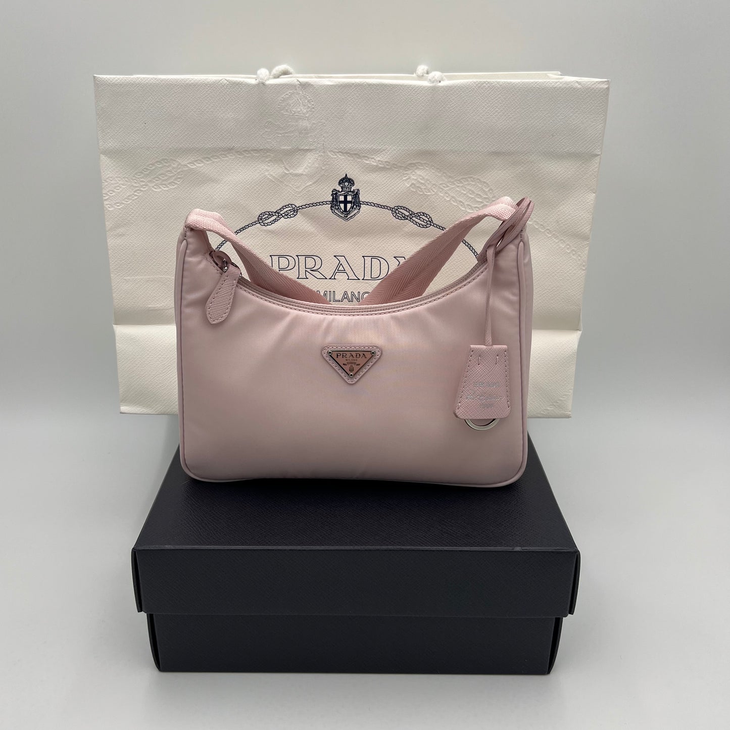 Prada Alabaster Pink Nylon Re-Edition 2000 Mini Hobo Bag