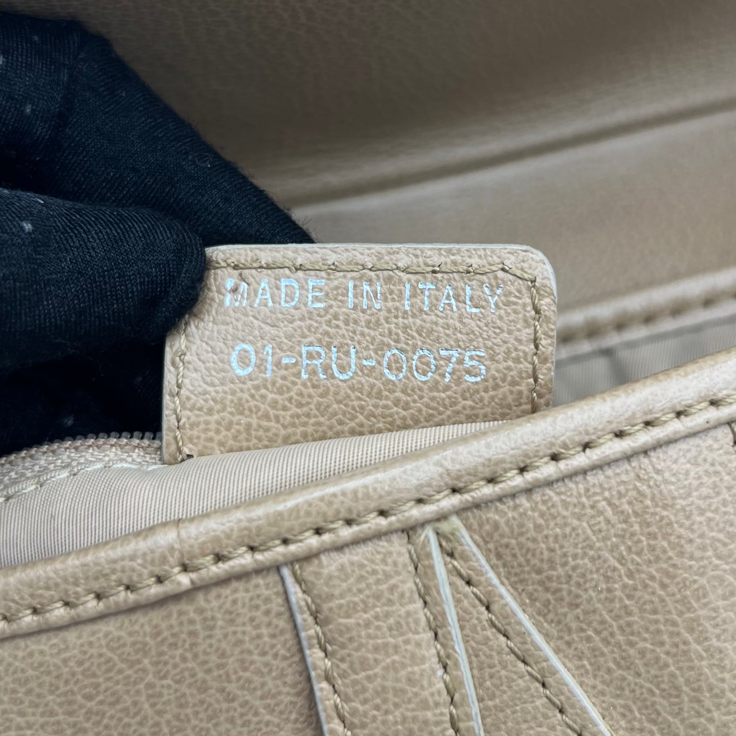 Christian Dior Beige Leather Top Stitch Detail Saddle Bag