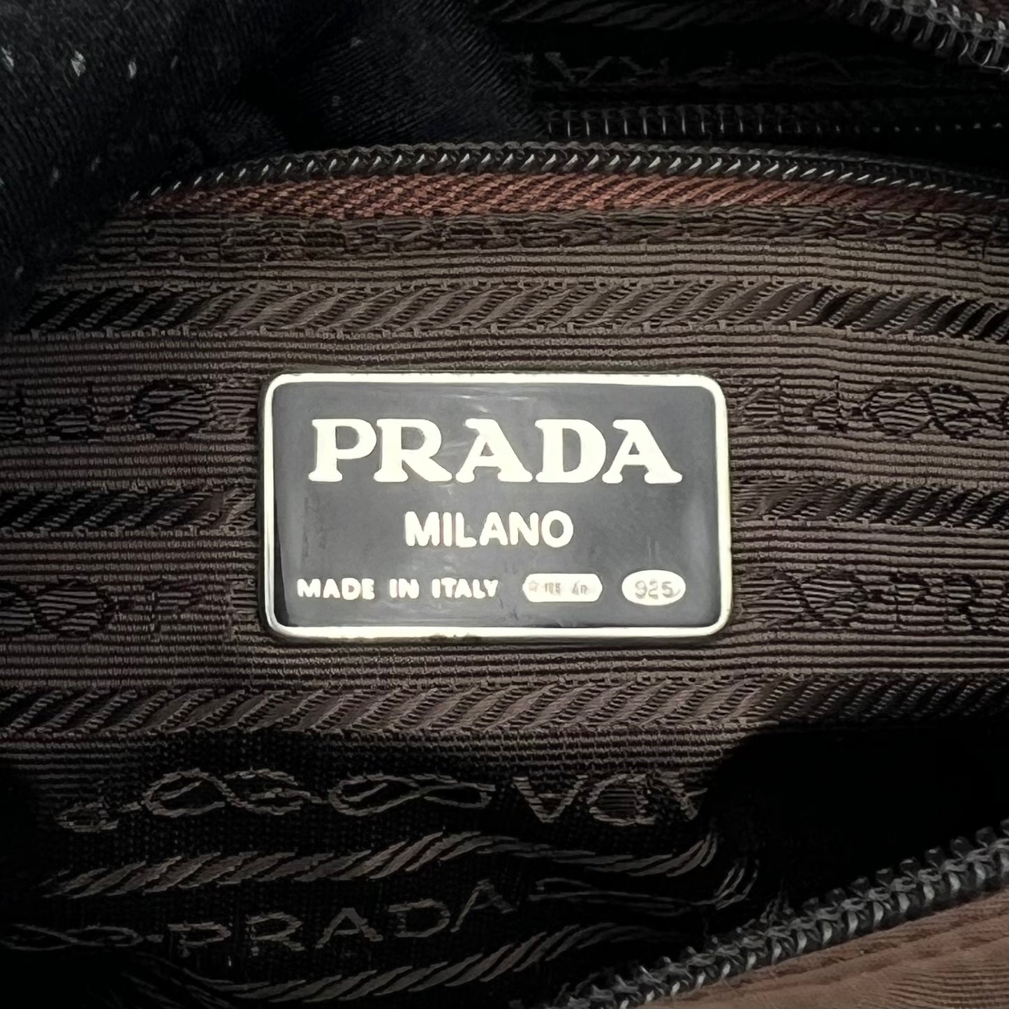 Prada Vintage Brown Leather and Tessuto Chain Shoulder Bag