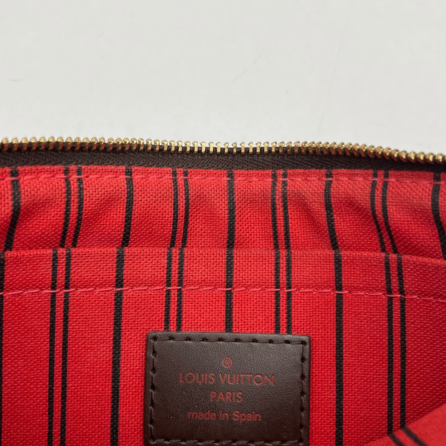 LV Damier Ebene Neverfull Pochette Wristlet Clutch
