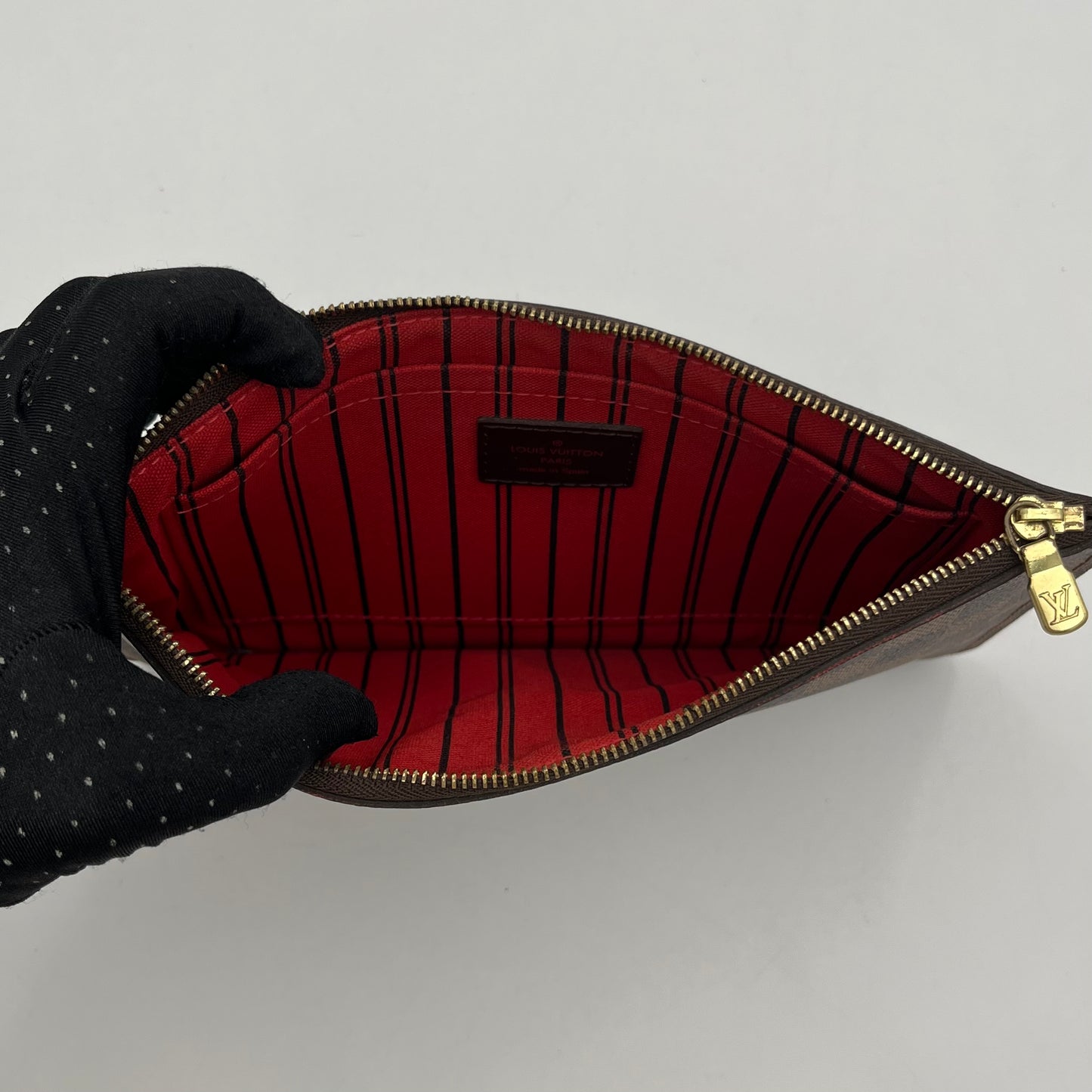 LV Damier Ebene Neverfull Pochette Wristlet Clutch