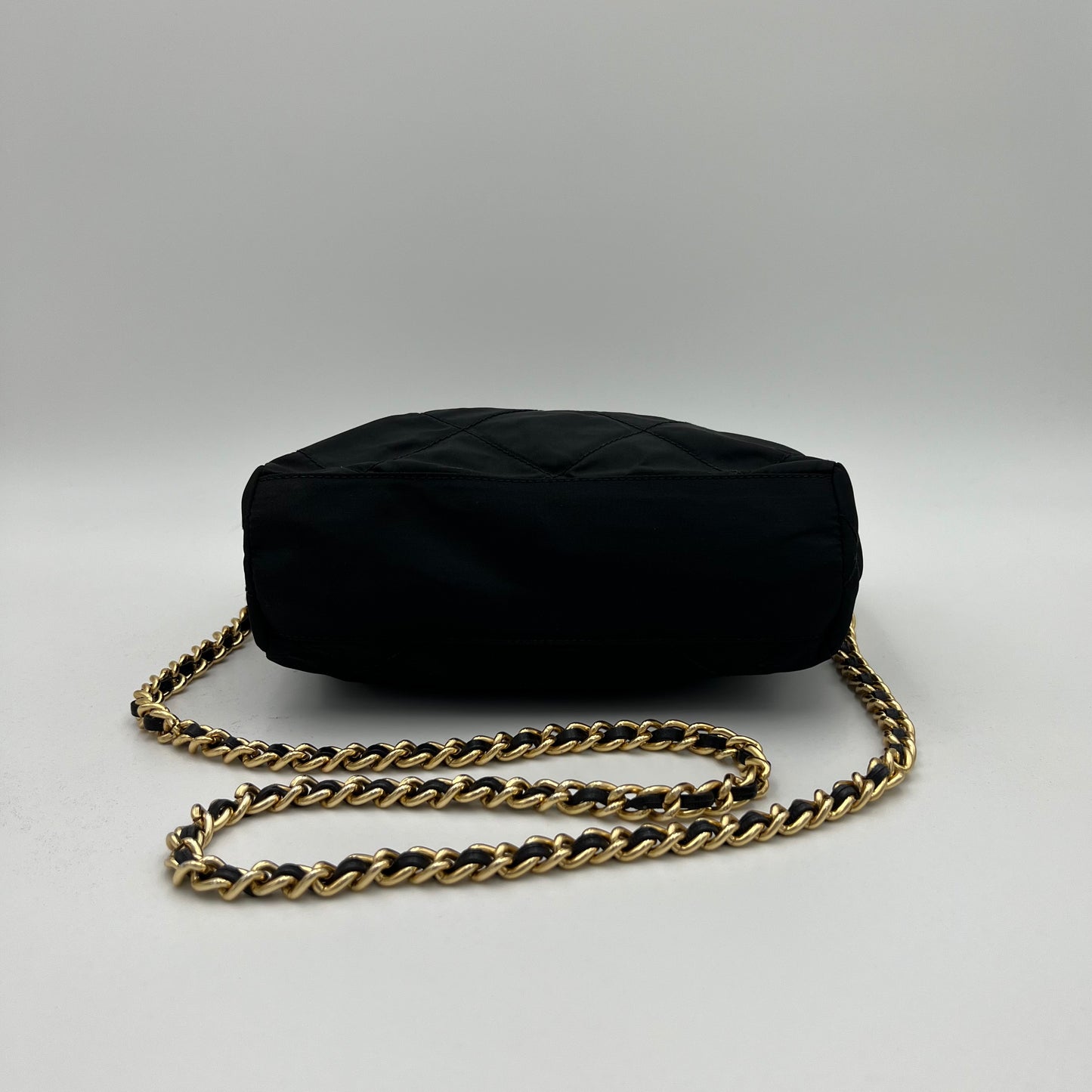 Prada Black Quilted Nylon Small Flap Chain Bag