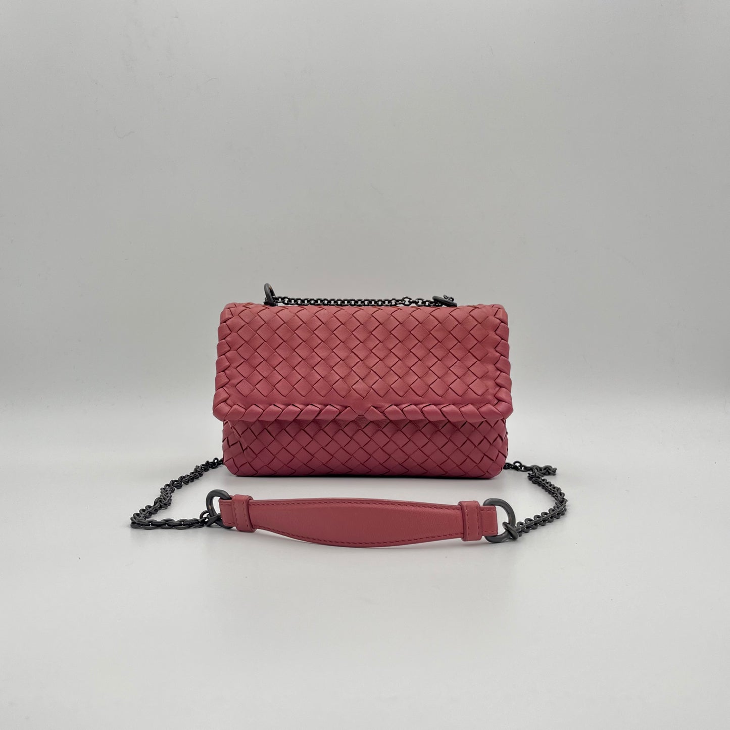 Bottega Veneta Pink Intrecciato Small Olimpia