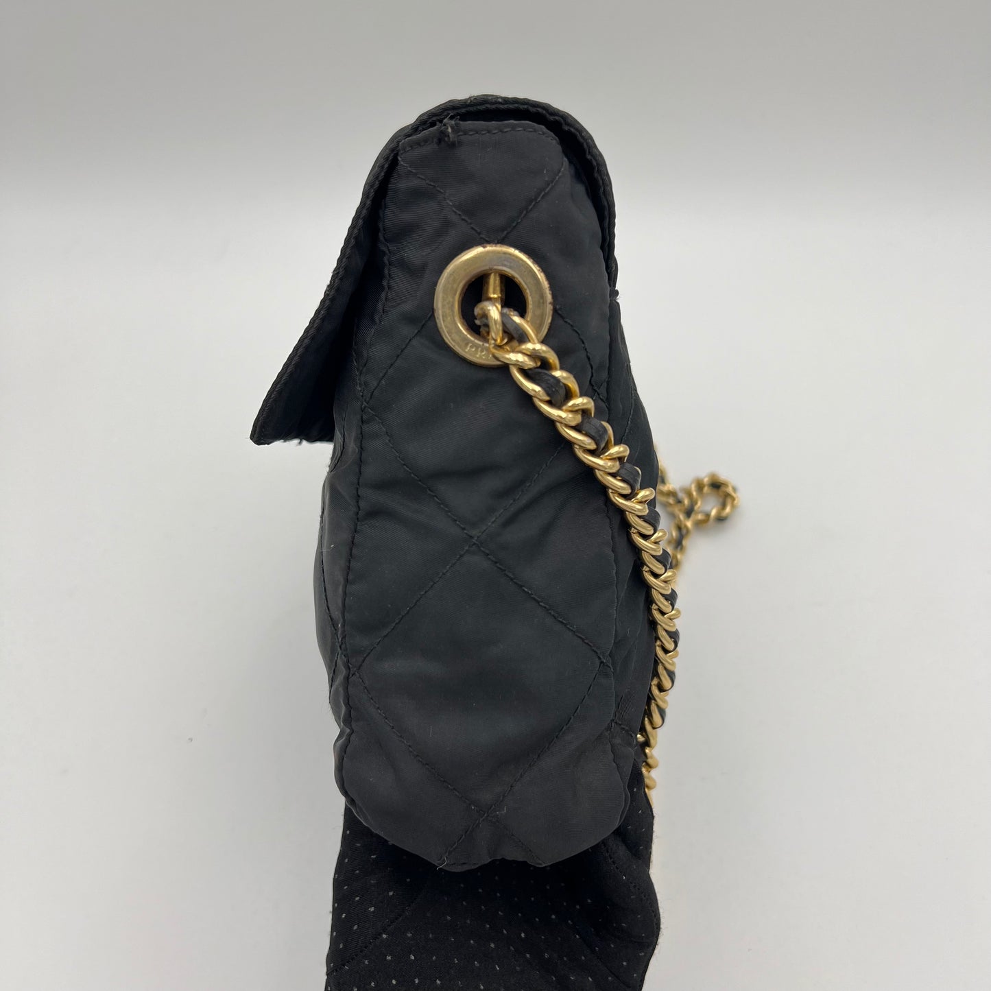 Prada Black Quilted Nylon Small Flap Chain Bag