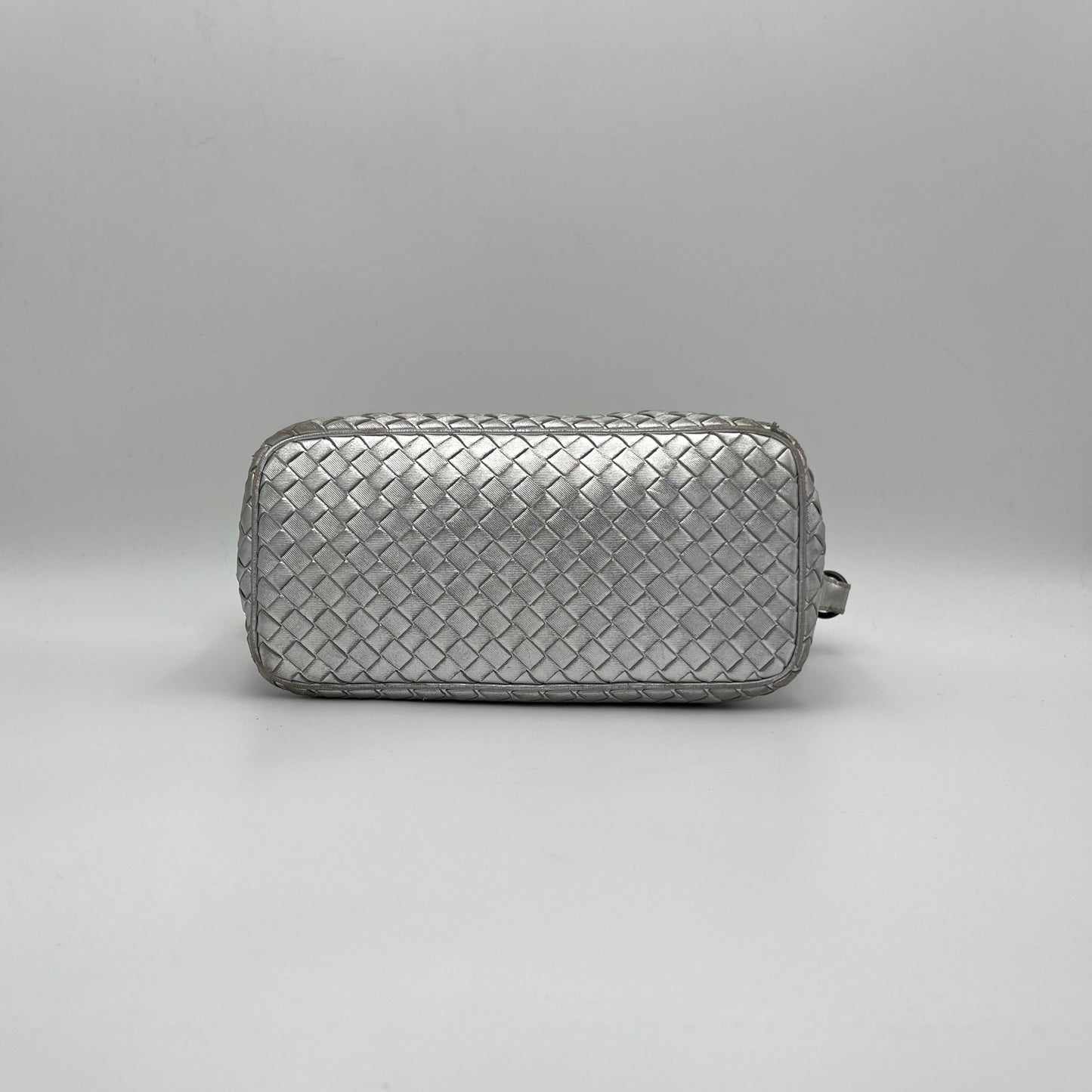 Bottega Veneta Silver Nappa Intrecciato Hobo Shoulder Bag
