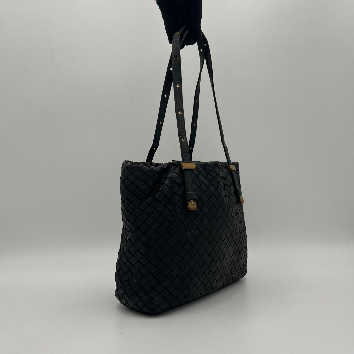 Bottega Veneta Black Intrecciato Small Tote Bag