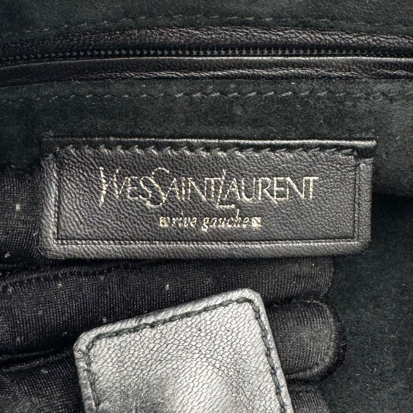 YSL Black Leather Rive Gauche Mombasa SHW