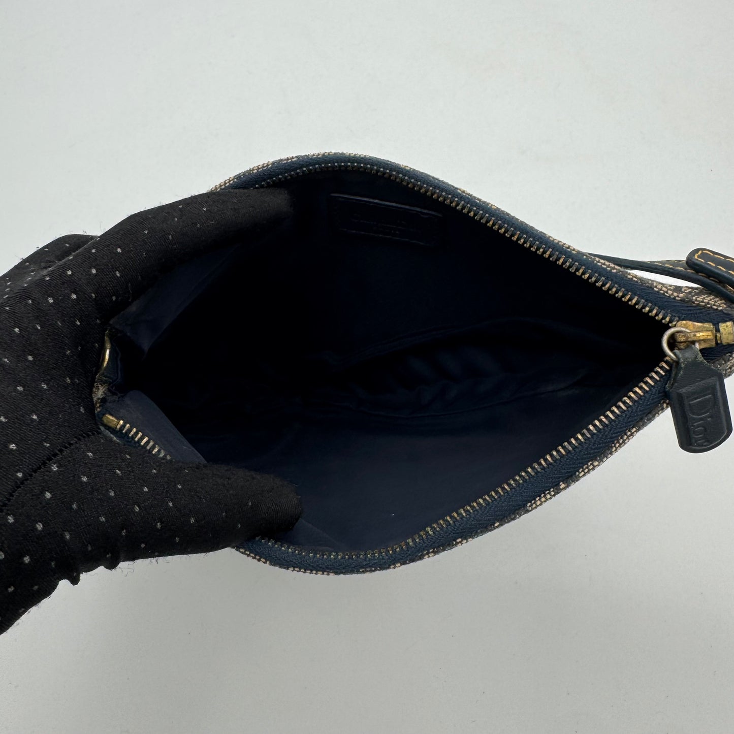 Christian Dior Blue Monogram Mini Saddle Pochette